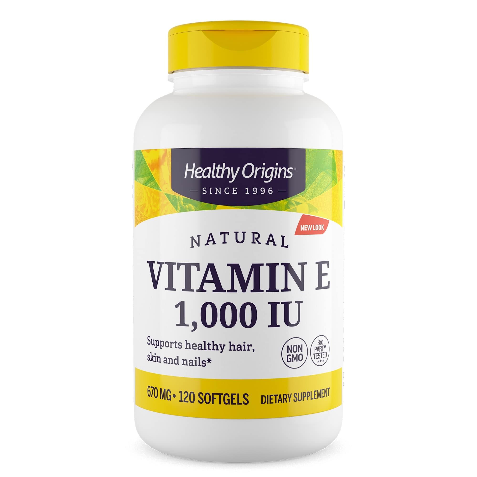 Vitamin E 1,000 IU Softgels (Natural) Mixed Tocopherols - Vitamin E Capsules Supplement - Gluten-Free & Non-GMO Skin, Hair & Nails Vitamin - 120 Softgels