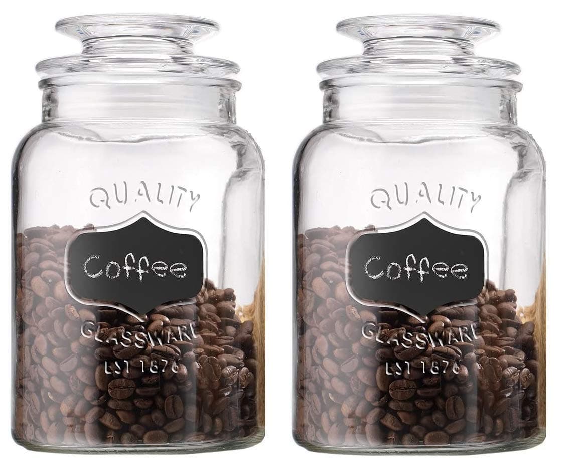 1500 Ml Clear Glass Storage Jar With Lids- Airtight Food Jars Glass Kitchen Containers For Pantry (2), Blue