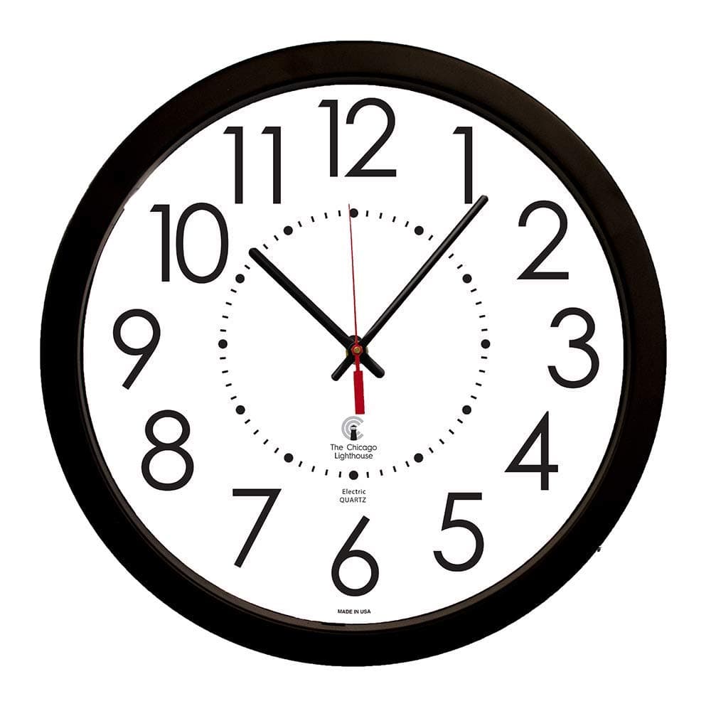 Chicago Lighthouse 14.5" Contemporary Wall Clock, Black