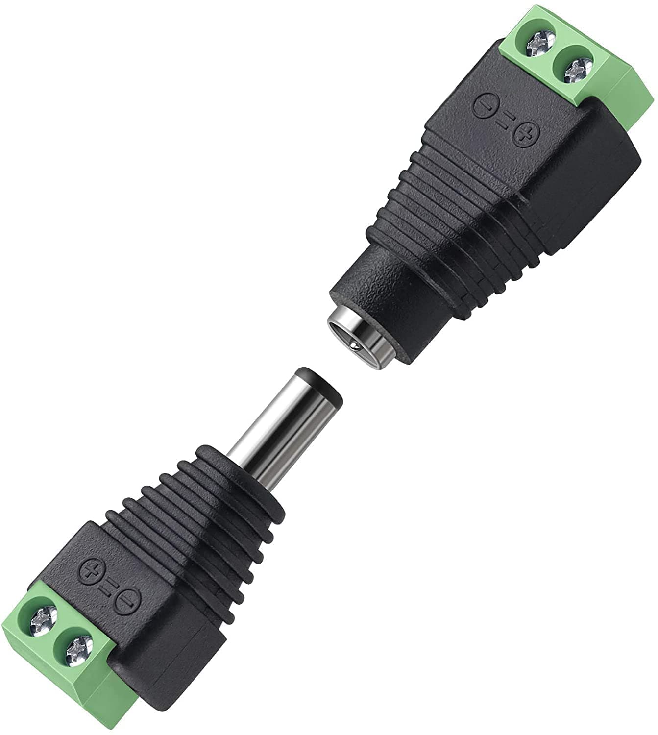 FEDUS 10 Pairs DC Power Jack Plug Adapter Connector, 12V, 24V Male + Female 2.1 X 5.5MM Terminal Barrel for CCTV Camera, LED Strip Light, DVR, Car Rearview Monitor System