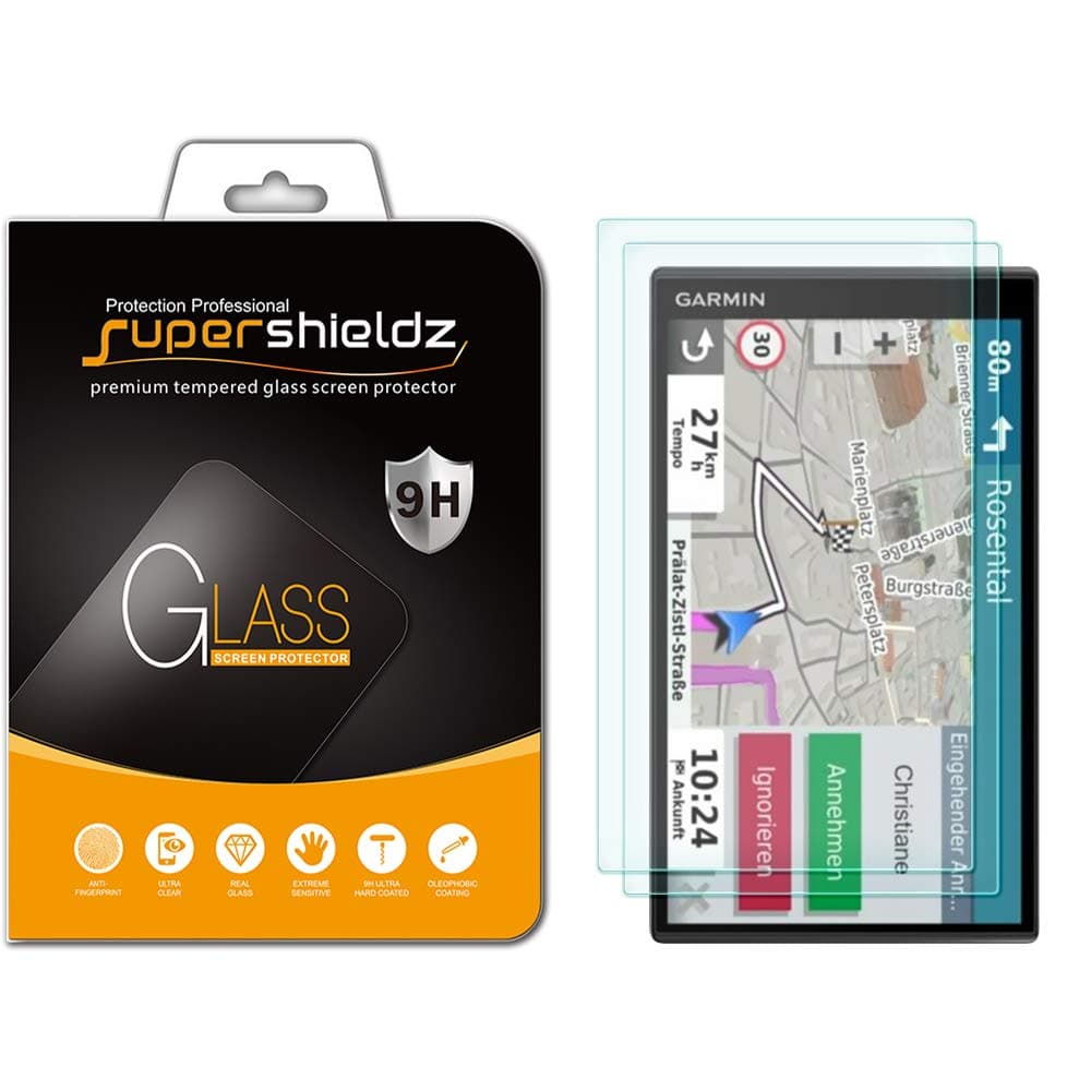 Supershieldz (2 Pack) Designed for Garmin DriveSmart 61/65 / 71/76 Tempered Glass Screen Protector, Anti Scratch, Bubble Free