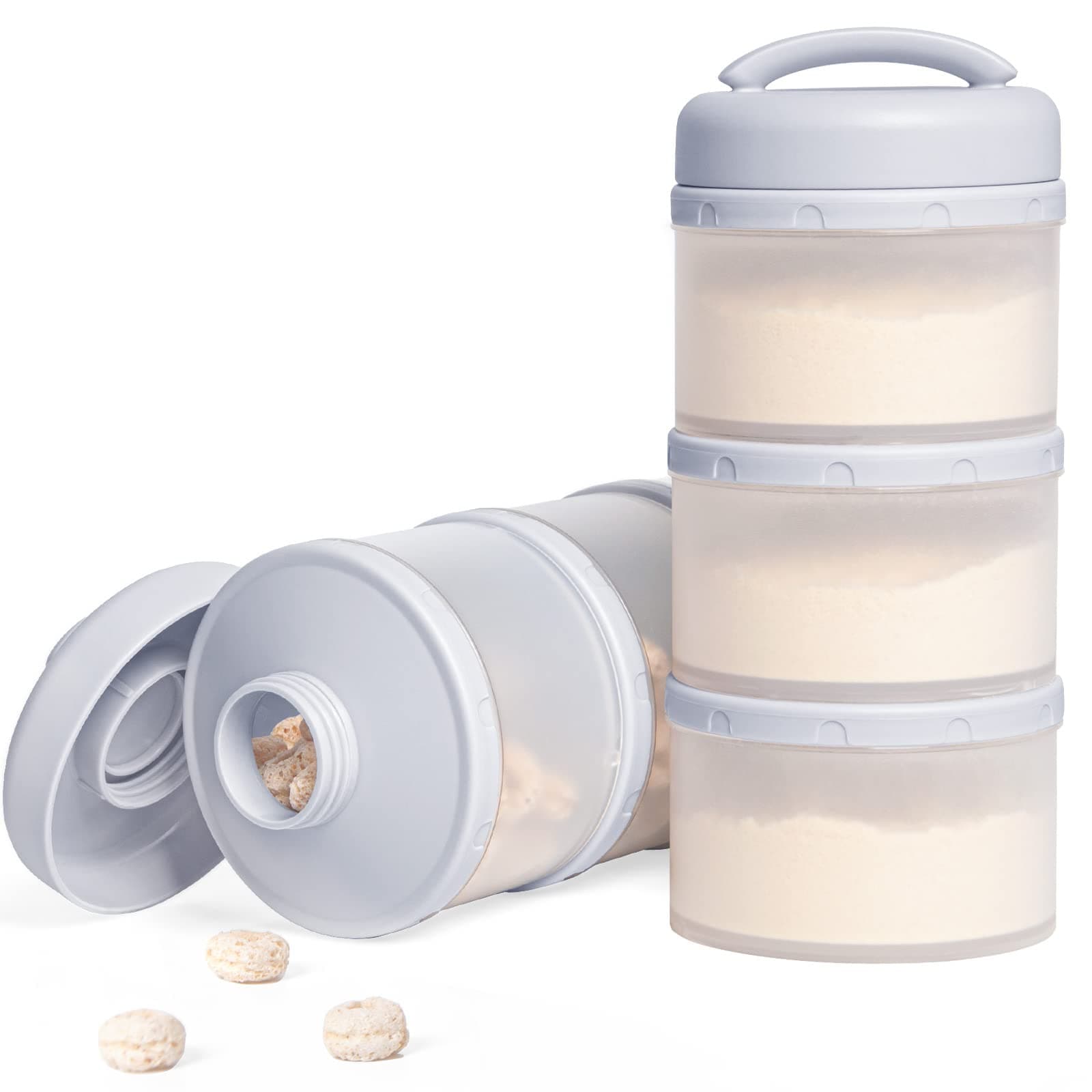 TermichyMilk Powder Scoop Baby Stackable Milk Powder Storage Box Pack of 2 (Grey)
