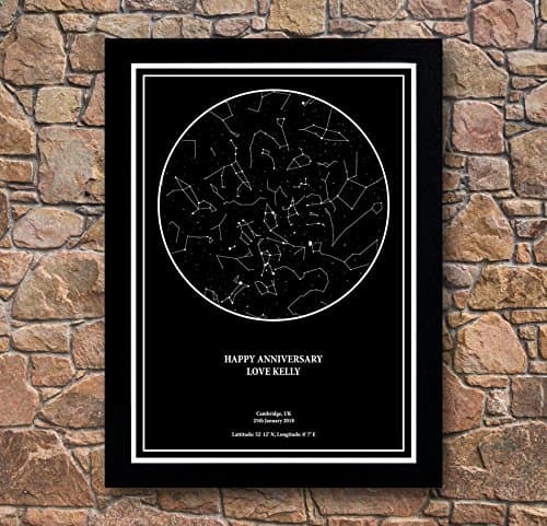 SMBB Personalised Star/Sky Night Map Black Framed Poster Print Wonderful A4