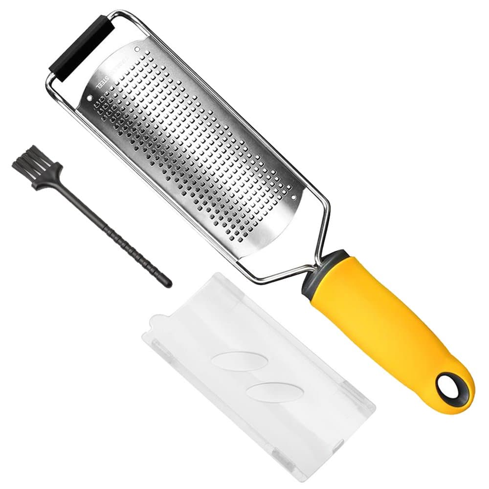 Cheese Grater Handheld, Kitchen Lemon Zester Grater for Cheese, Lemon, Ginger, Garlic, Vegetables, Fruits(with Protective Cover + Cleaning Brush)
