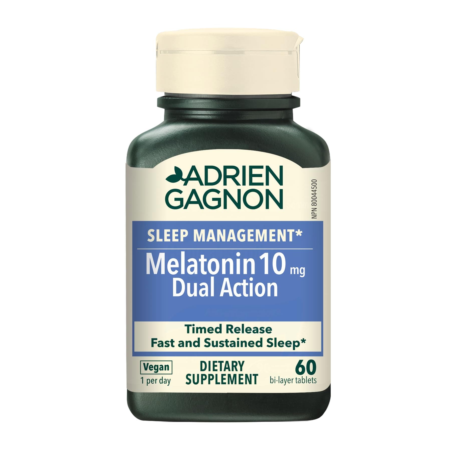 Adrien Gagnon - Melatonin 10mg, Dual Action Time Release Melatonin for Deep Sleep, Natural Sleep Aids for Adults Extra Strength, 60 Vegan Melatonin Fast Dissolve Tablets