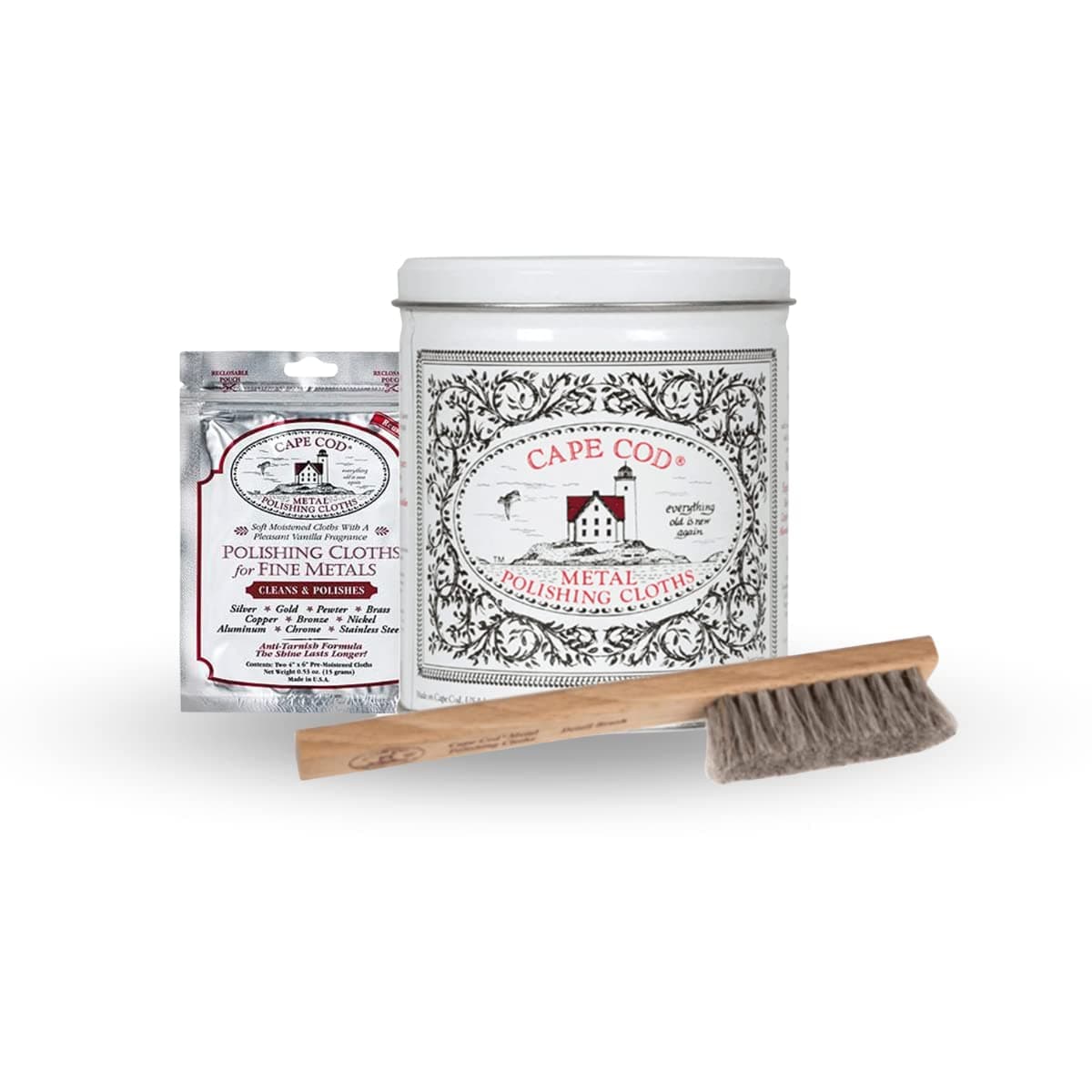 Metal Polishing Variety Bundle for Fine Metals | (6) 4X6 Polishing Cloths | (12) 12x12 Buffing Cloth | (1) Pair of Nitrile Gloves | (1) Horsehair Detail Brush | (1) Foil Pack of 2