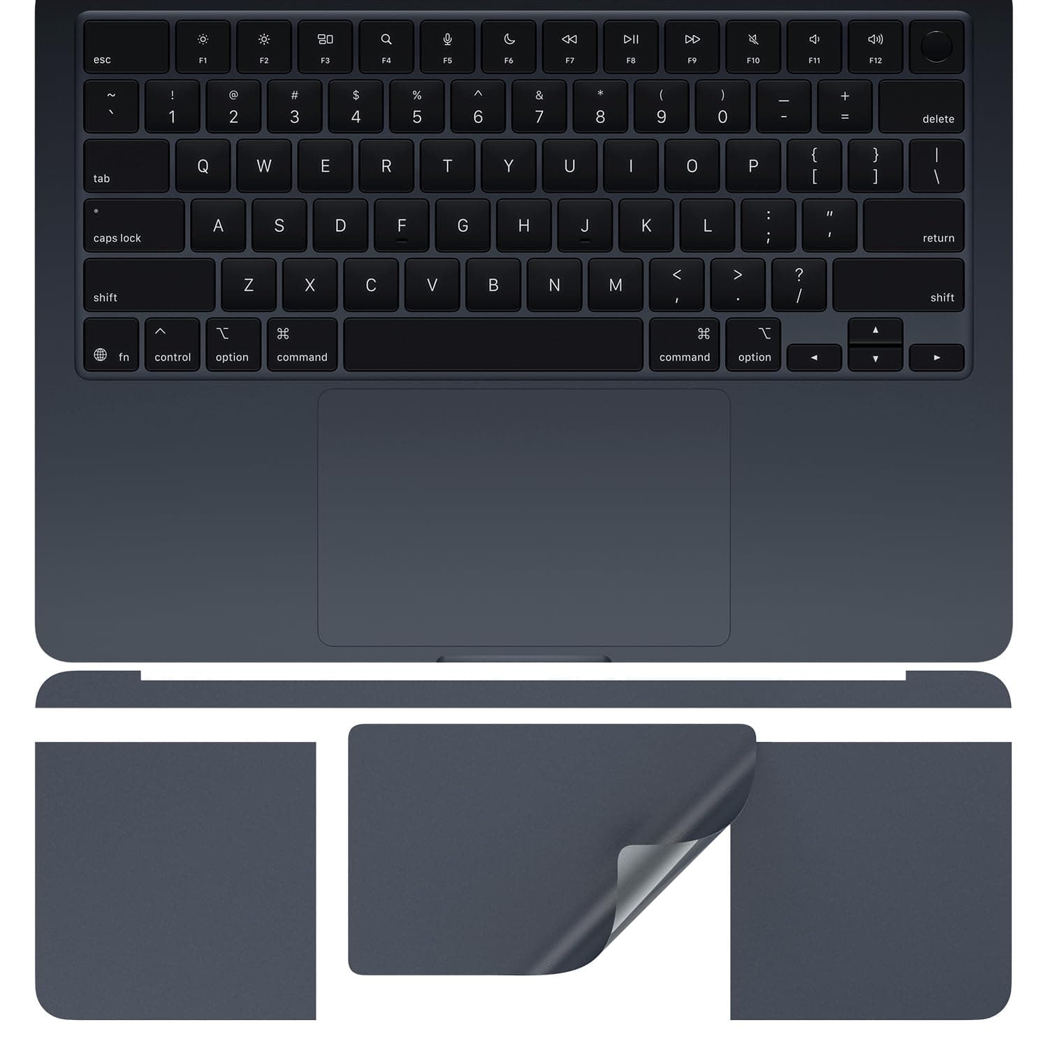 CaseBuy Full Body Palm Rest Protector(4 in 1) for 2026-2022 MacBook Air M2 M3 M4 M5 13.6" A2681 A3113 A3240 A3449, Anti-Scratch Keyboard Skin Cover for M2 M3 M4 M5 MacBook Air 13.6" -Midnight