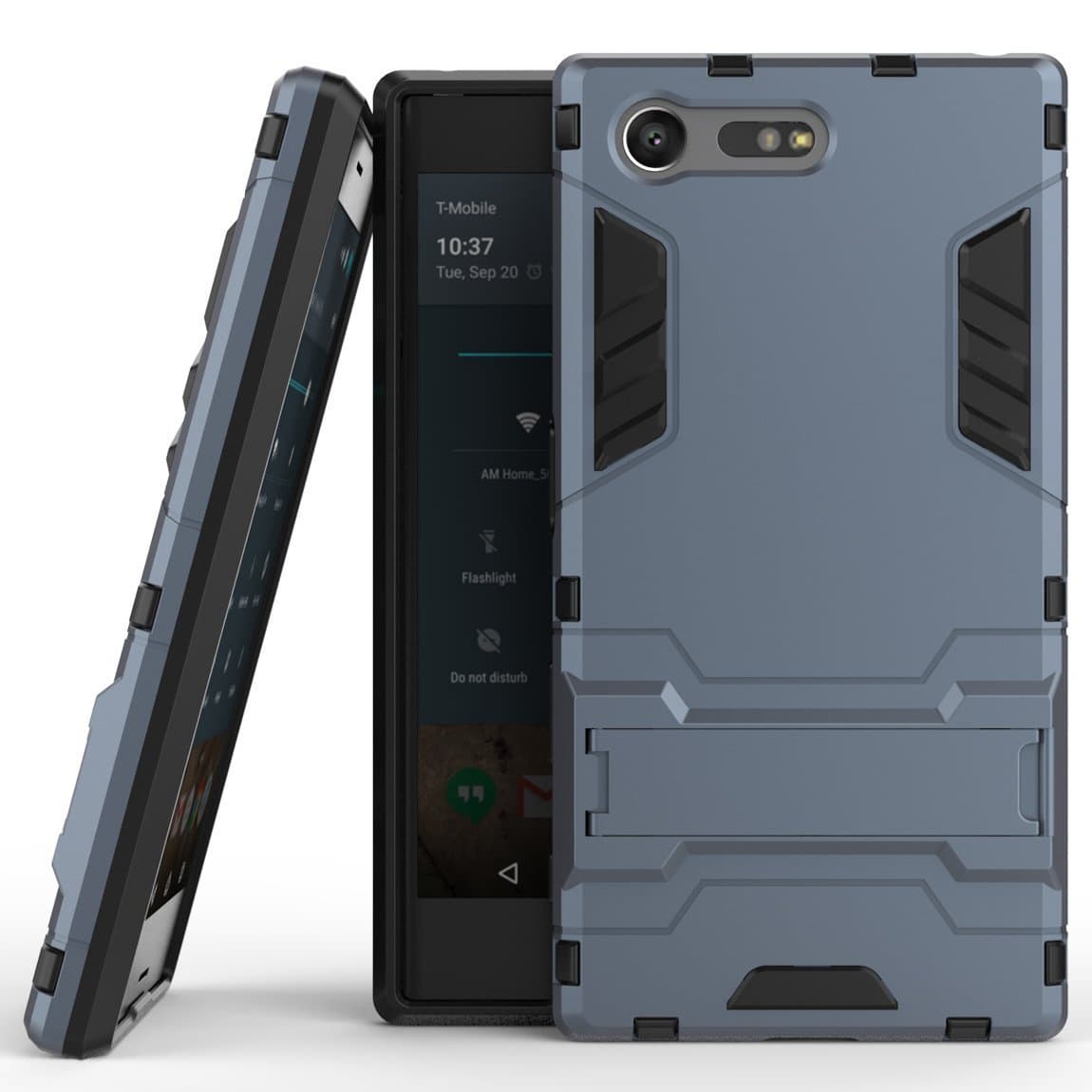 Case for Sony Xperia X Compact (4.6 inch) 2 in 1 Shockproof with Kickstand Feature Hybrid Dual Layer Armor Defender Protective Cover (Blue Black)