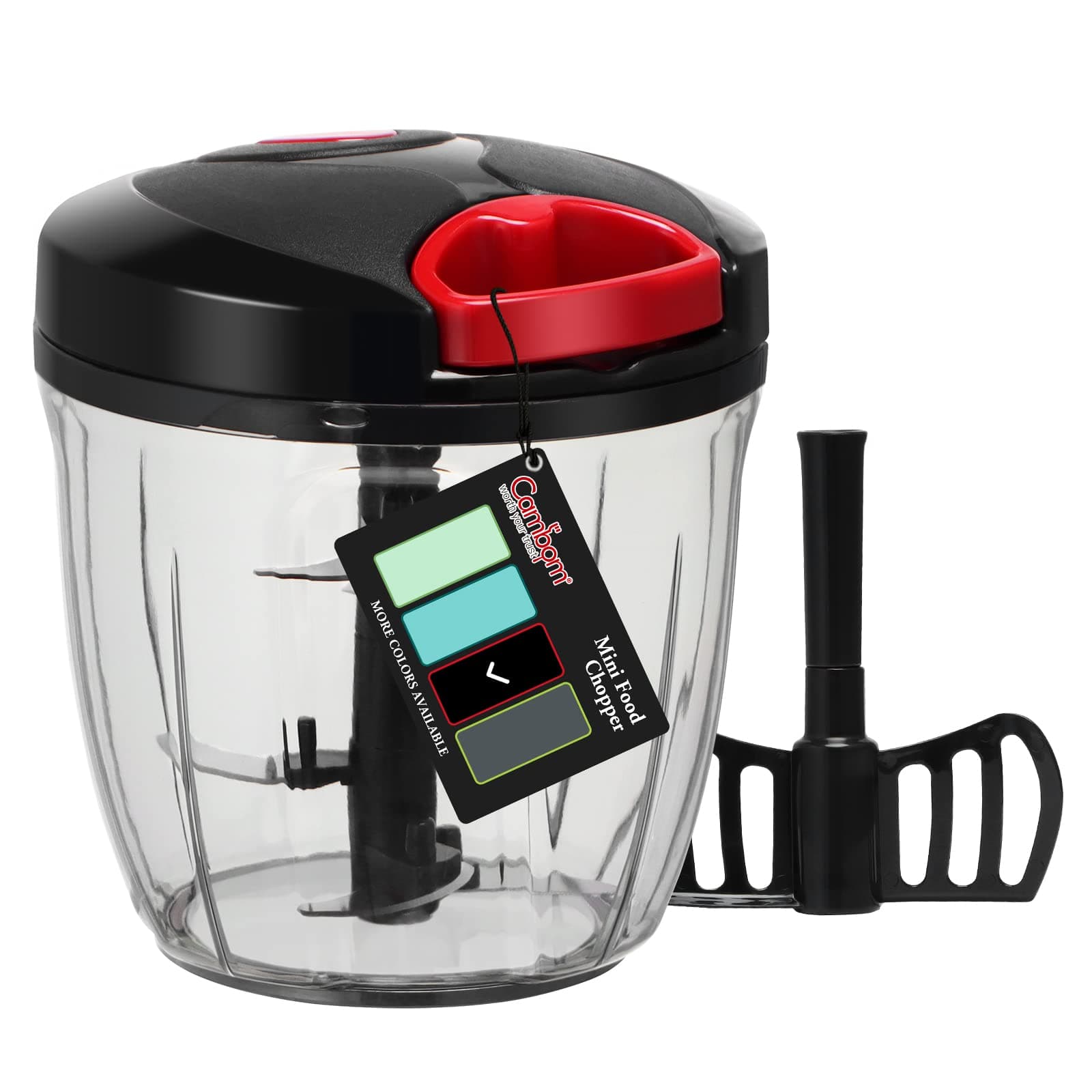 Cambom Manual Food Chopper Vegetable Cutter, Hand String Vegetable Chopper Onions Cutter for Vegetable Fruits Nuts BPA Free Food Safe Material, 900ml Black