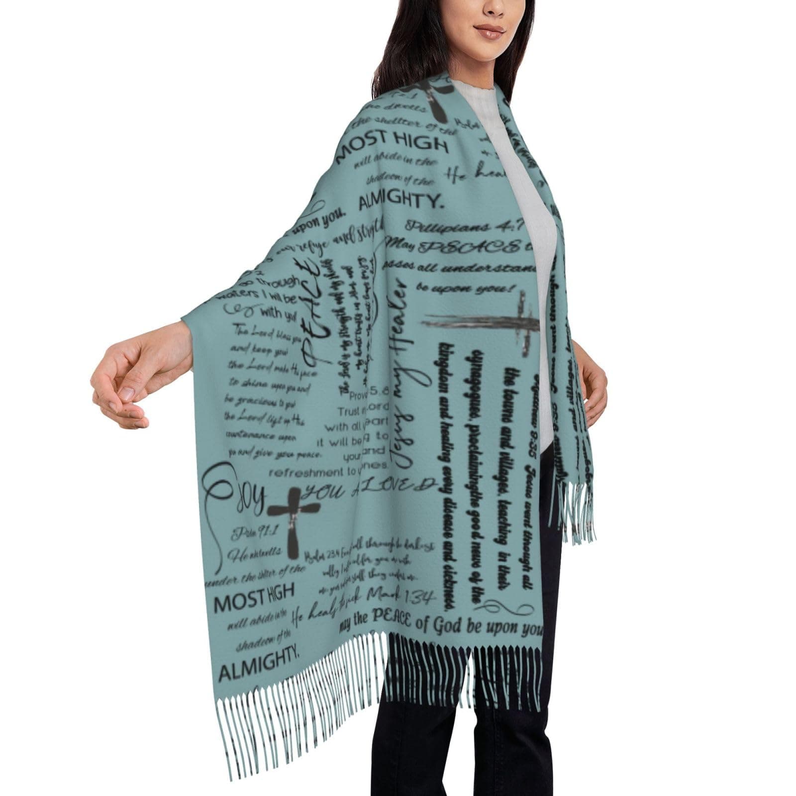 Prayer Shawls Healing Inspirational Scripture Bible Verse Religious Shawl Wrap Blanket Scarf