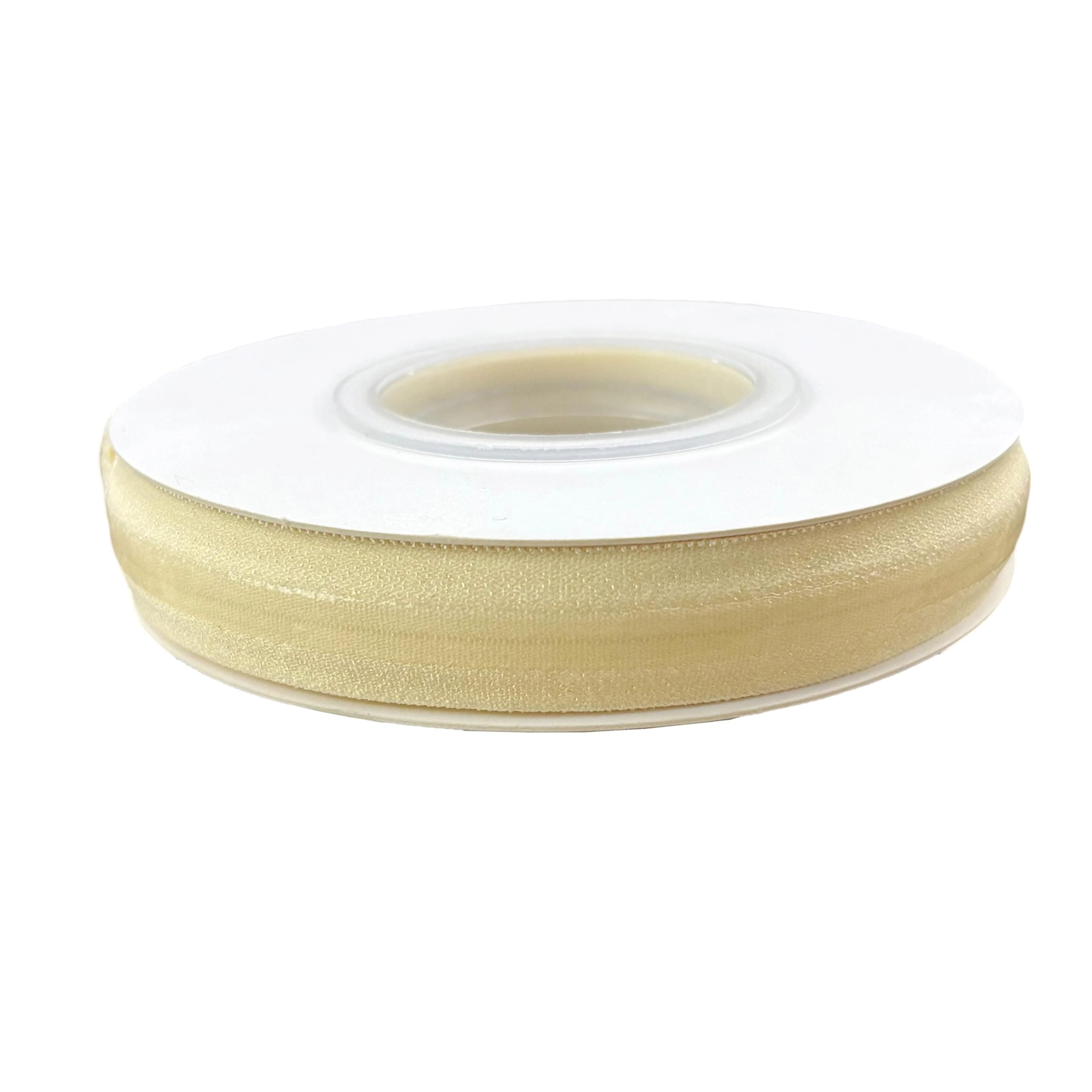 Colorful Fold Over Silicone Elastic Tape 5/8' Width for Garment Accessory & Hairbow 5 Yards per Roll (Beige)