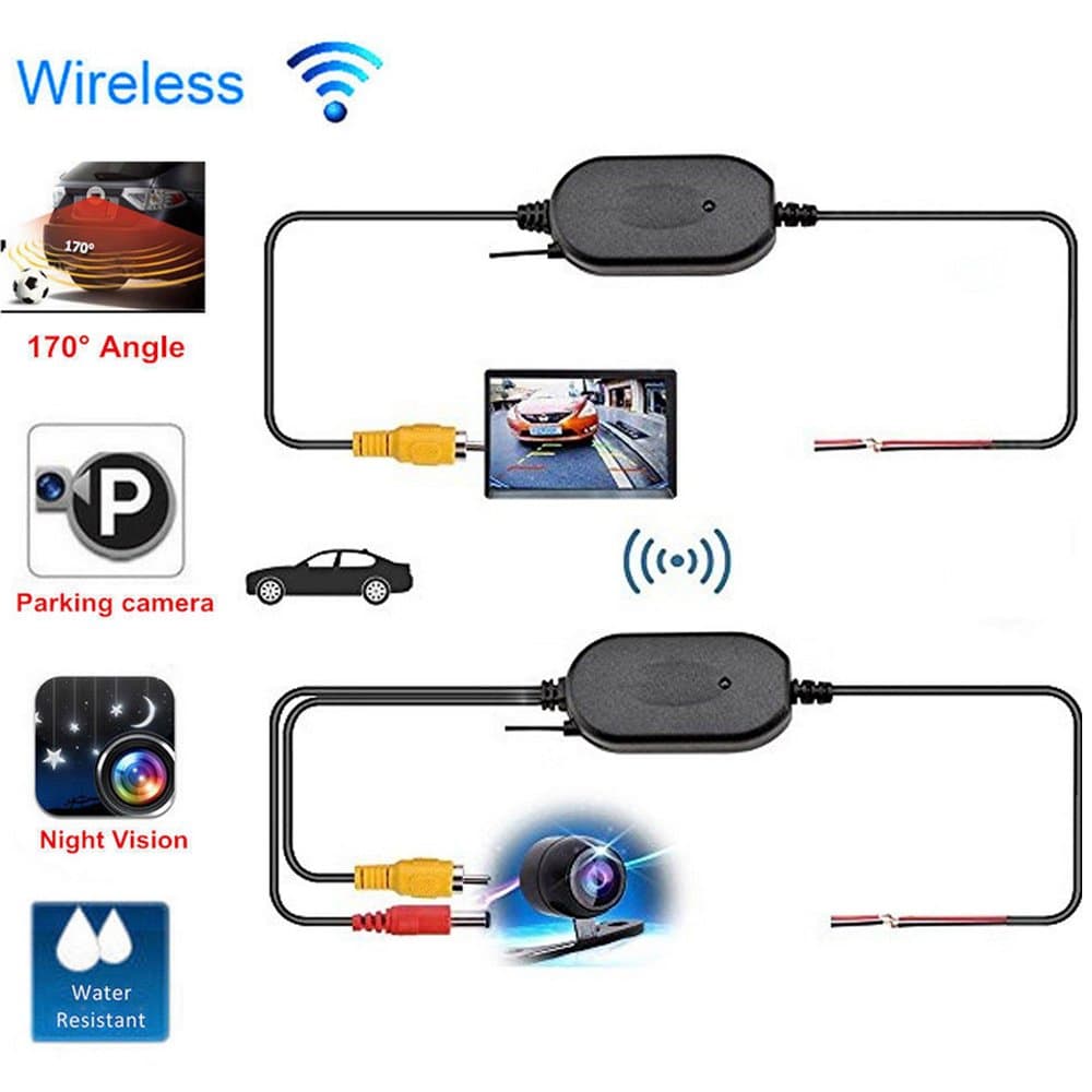 HXLONG Updated 12V / 24V 2.4G Wireless Color Video Transmitter Receiver Kit Vehicle RV Bus Front Car Backup Rear View Camera