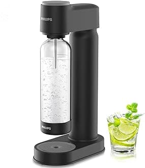 PHILIPS Sparkling Water Maker Soda Maker Soda Streaming Machine Quick Twist for Easy Install, 1L Carbonating Bottle, Soda Water Maker, Compatible with 60L CO2 Carbonator(NOT Included), ADD4901BKOQ/37