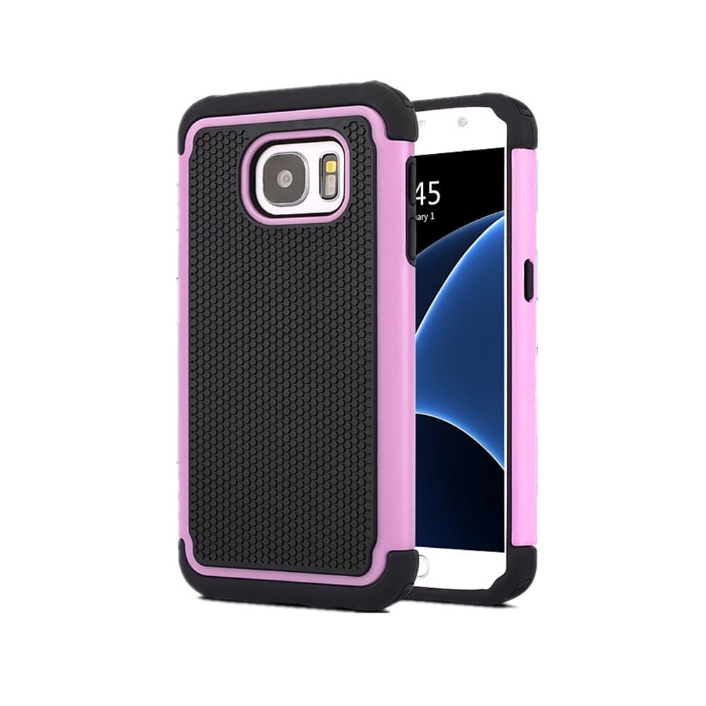 Galaxy S7 Case, KONEA S7 Case [Heavy Duty Protection] [Shock Absorption] [Drop Protection] Football lines Premium Dual Layer Case Cover for Samsung Galaxy S7 2016 (Pink)