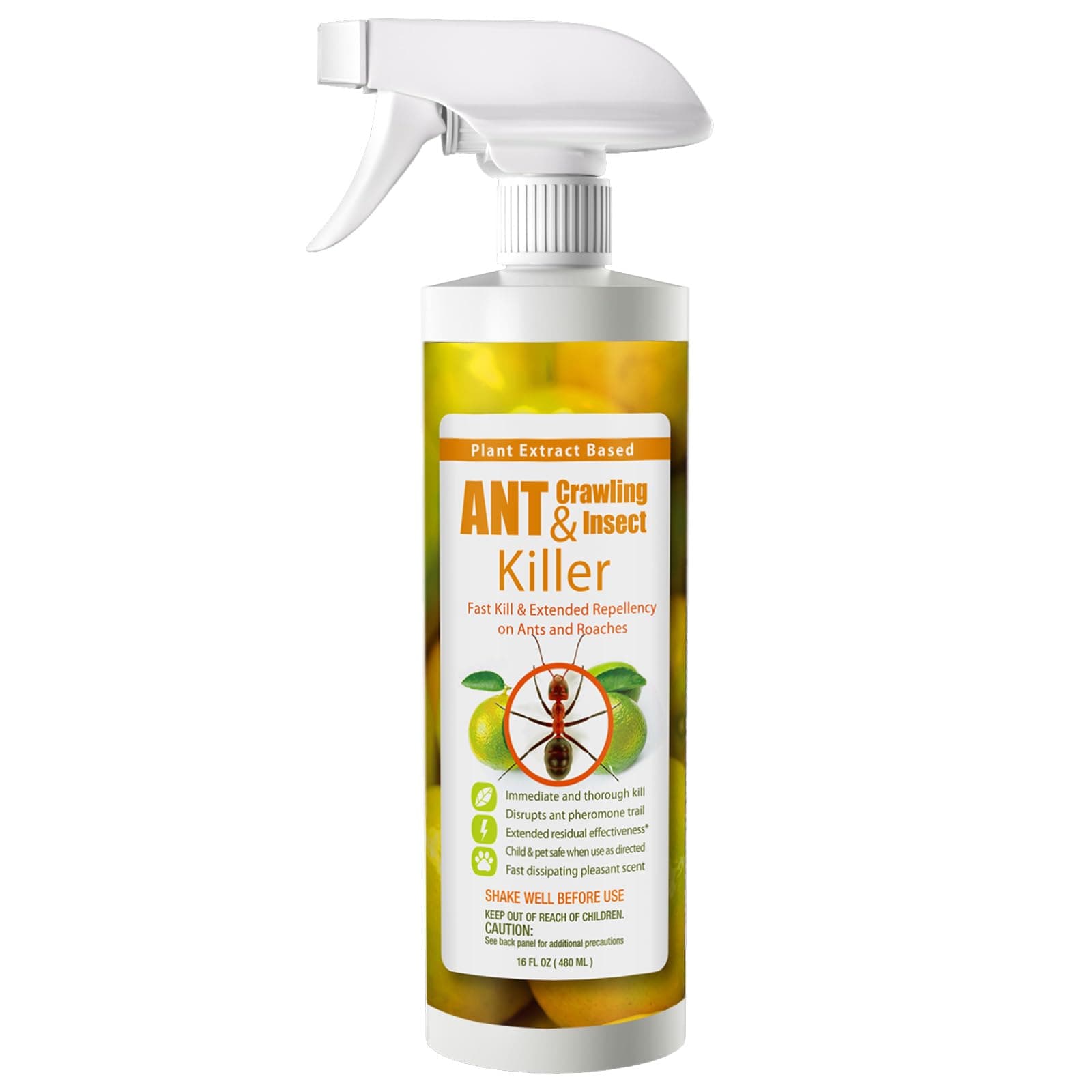 EcoVenger® Ant and Insect Killer 16 oz | Citrus Scent | Fast Kills House Ants Fire Ants | Residual Deterrence | Plant-Based Child and Pet Safe