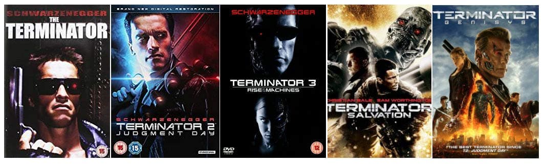 Terminator Pentalogy Complete 1-5 (5 Discs) DVD Collection: Terminator 1 / Terminator 2: Judgement Day / Terminator 3: Rise of the Machines / Terminator 4: Salvation / Terminator 5: Genisys + Extras