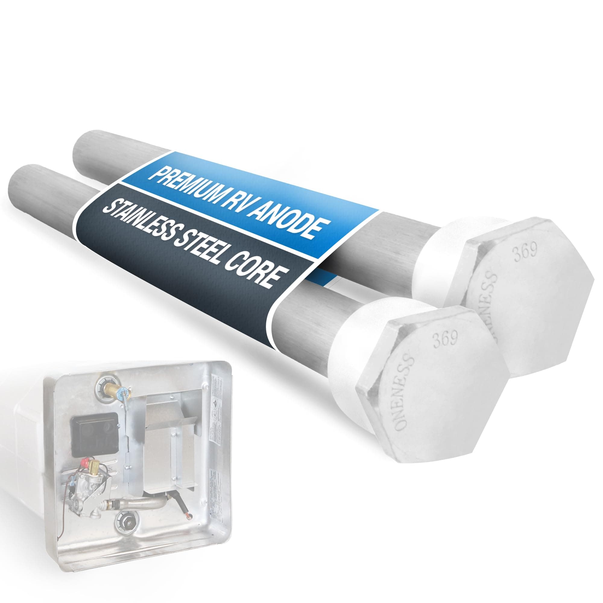 ONENESS 369 RV Water Heater Anode Rod - 2-Pack, 2 Years Warranty - 9.25" x 3/4" NPT - Premium Magnesium Anode Rod for hot water heater rv, Protection Suburban Anode Rod for rv water heater