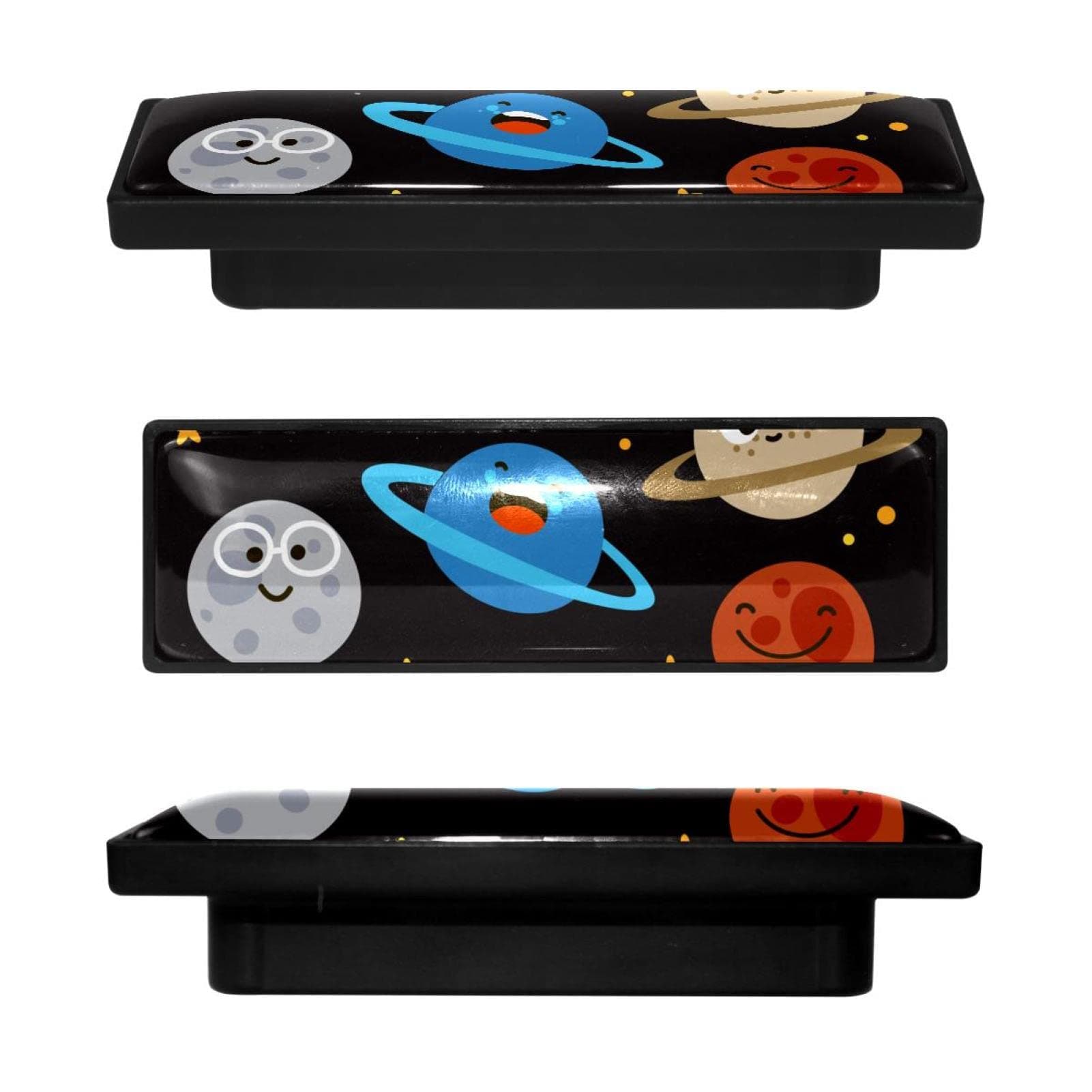 4 Pcs Outer Space Solar Systern Sun Earth Smiley Crystal Glass Drawer Knob Pull Handle Ergonomic 3.6 Inch Furniture Cabinet Handle for Kitchen Dresser Cupboard Wardrobe