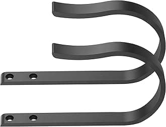 BlackCurtain Drapery Holdbacks,2Pcs Solid Aluminum U Shaped Wall Mounted Curtain Tiebacks