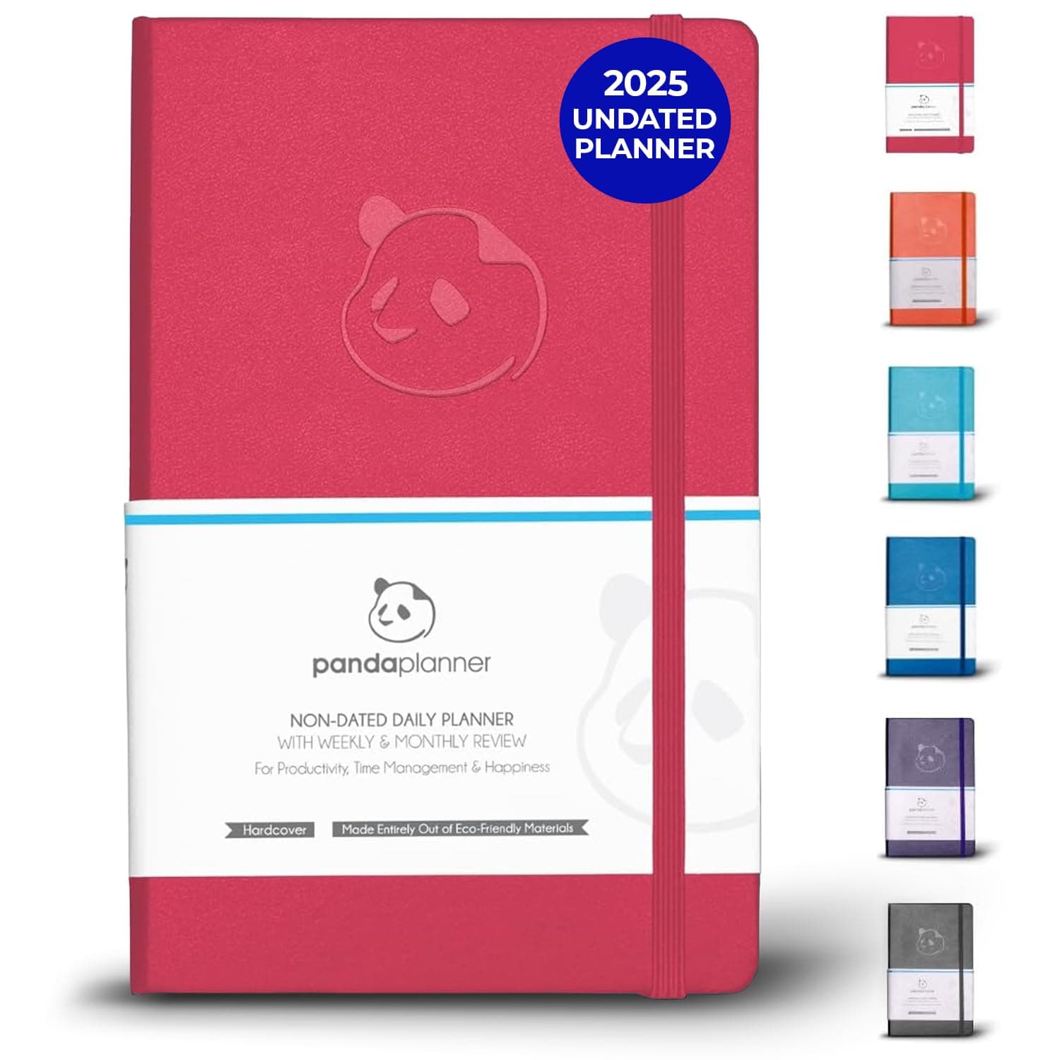 Raspberry Sorbet Daily Planner 2023 by Panda Planner - Organizer Planner for Goals, Appreciation and Focus - Weekly & Monthly Agenda Section - Undated 90 Day Planner