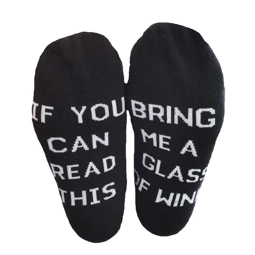 SURAN Creative Socks + Gift Bag If You Can Read This Bring Me A Glass Of Wine