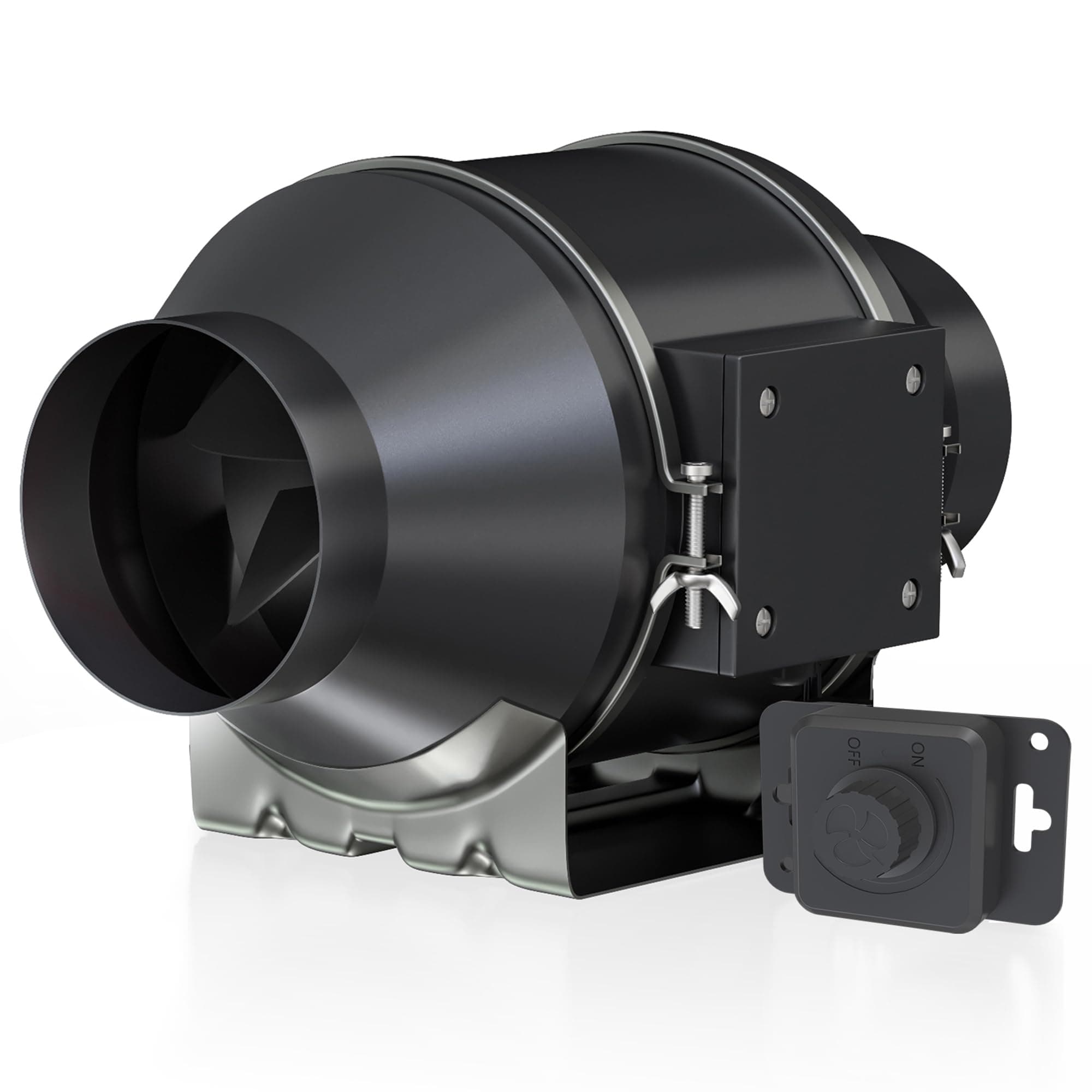 Toolazy 4 Inch Inline Duct Fan 214 CFM, Vent Booster Exhaust Fan with 0-100% Variable Speed Controller, EC Motor 27 dBA Quiet Ventilation Fan for Grow Tent, HVAC, Basement, Bathroom, Crawl Space