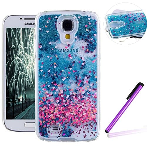 Samsung Galaxy S4 Case,LEECOCO Samsung Galaxy S4 Case Glitter Flowing Liquid Floating Moving Hard Protective Case Cover for Samsung Galaxy S4 I9500