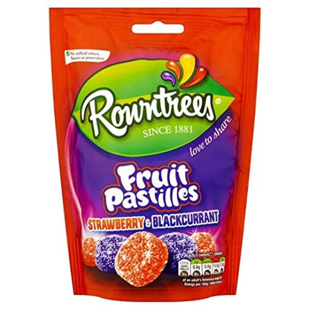 Original Rowntrees Fruit Pastilles Strawberry Blackcurrant Pouch Bag Imported From The UK England