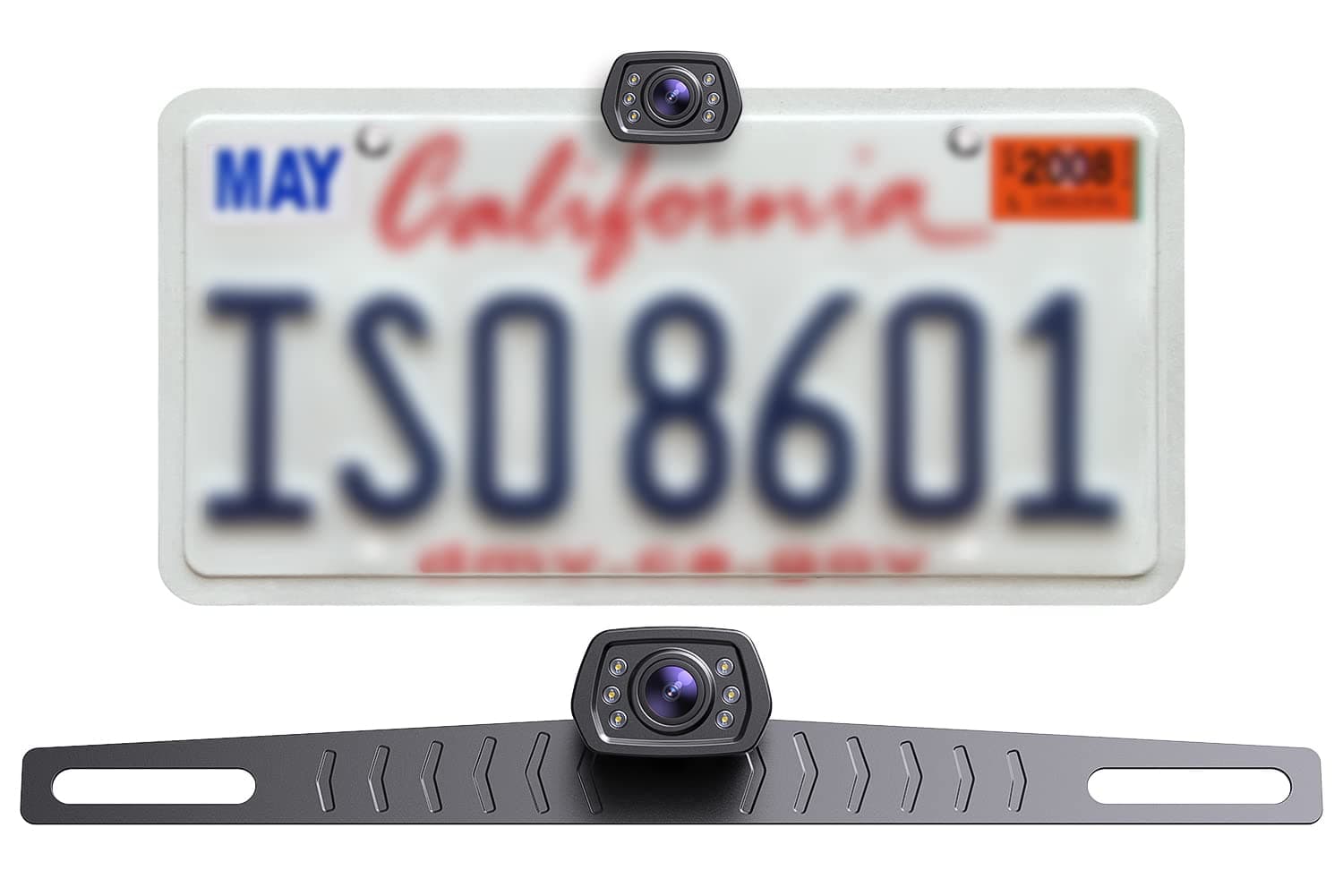 ZEROXCLUB Car Backup Camera 6 Auto LED Lights Night Vision, IP69 Waterproof Wired License Plate Rear View Camera 149° Wide View Reversing Camera for Car Pickup Truck SUV-B2