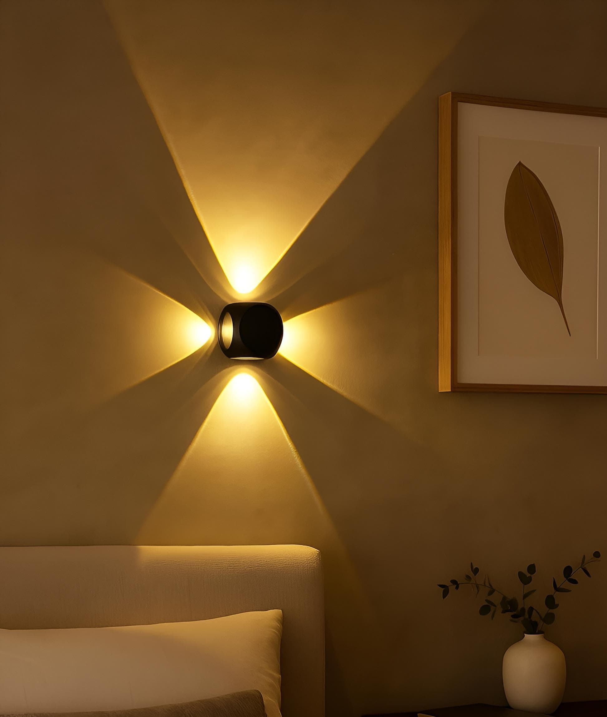 FILLISKA Aluminium LED Wall Light 4 Way Splitter, Warm White, IP-65 Rainproof & Shockproof Alluminium Body (2 Year Warranty)