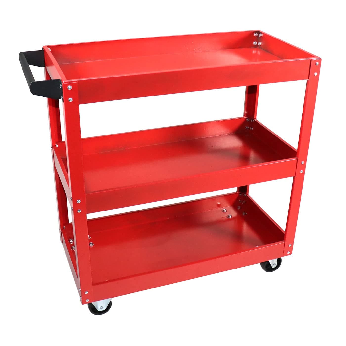 Dragway Tools3 Tray Service Utility Cart 150 LBS Load Capacity with Swivel 360° Wheels Tool Cart Multifunctional