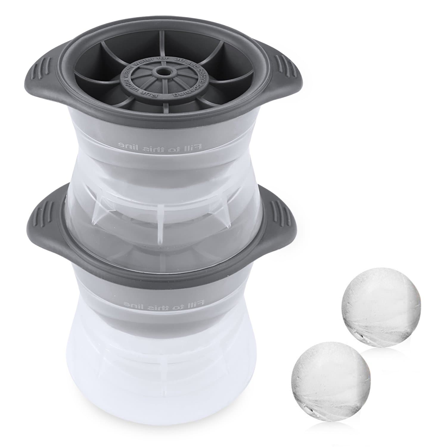 Ice Mold Aoleca Sphere Ice Balls Create Perfect 2.5" Round Ice Cube Balls (Set of 2)