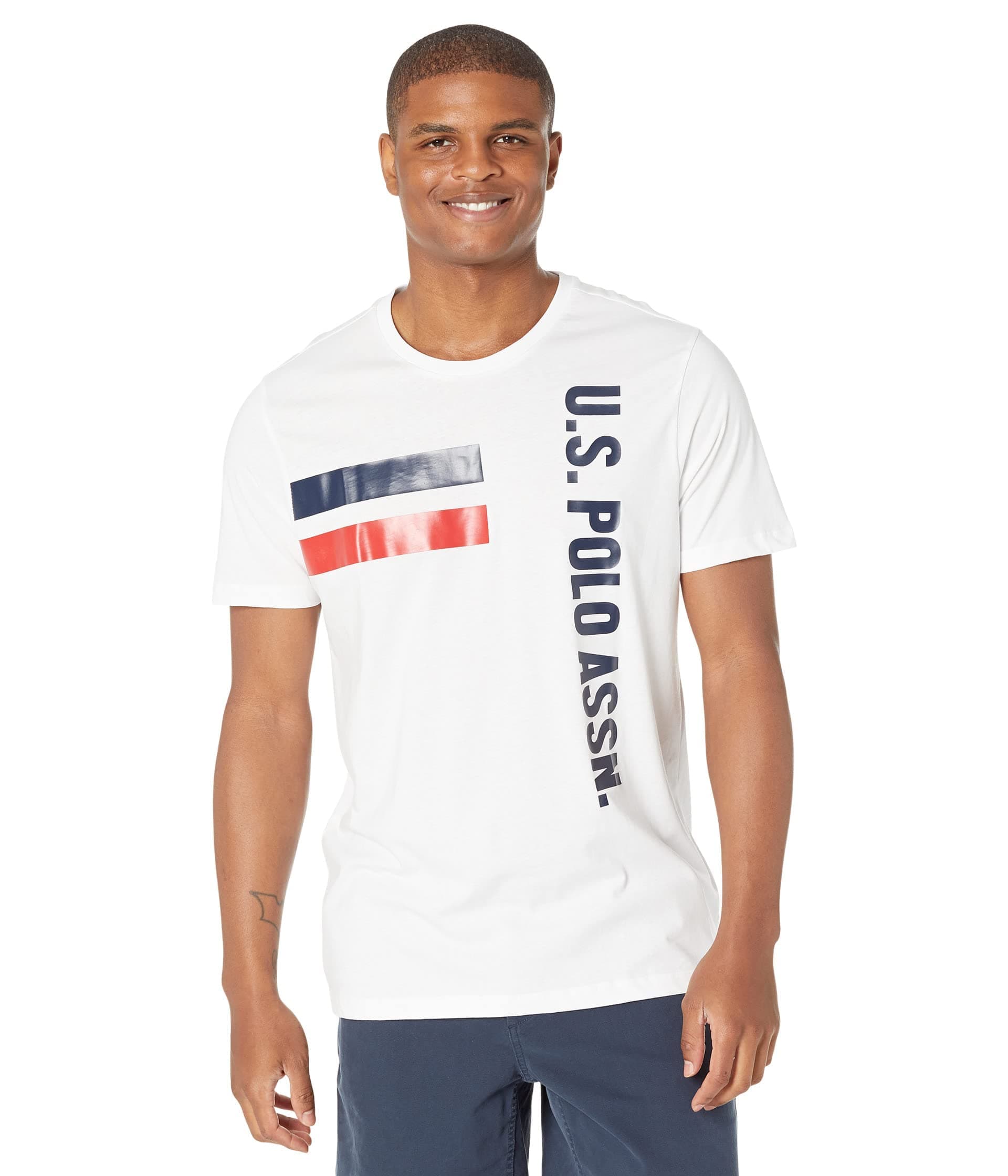 Short Sleeve Double Horizontal USPA Jersey Tee White SM