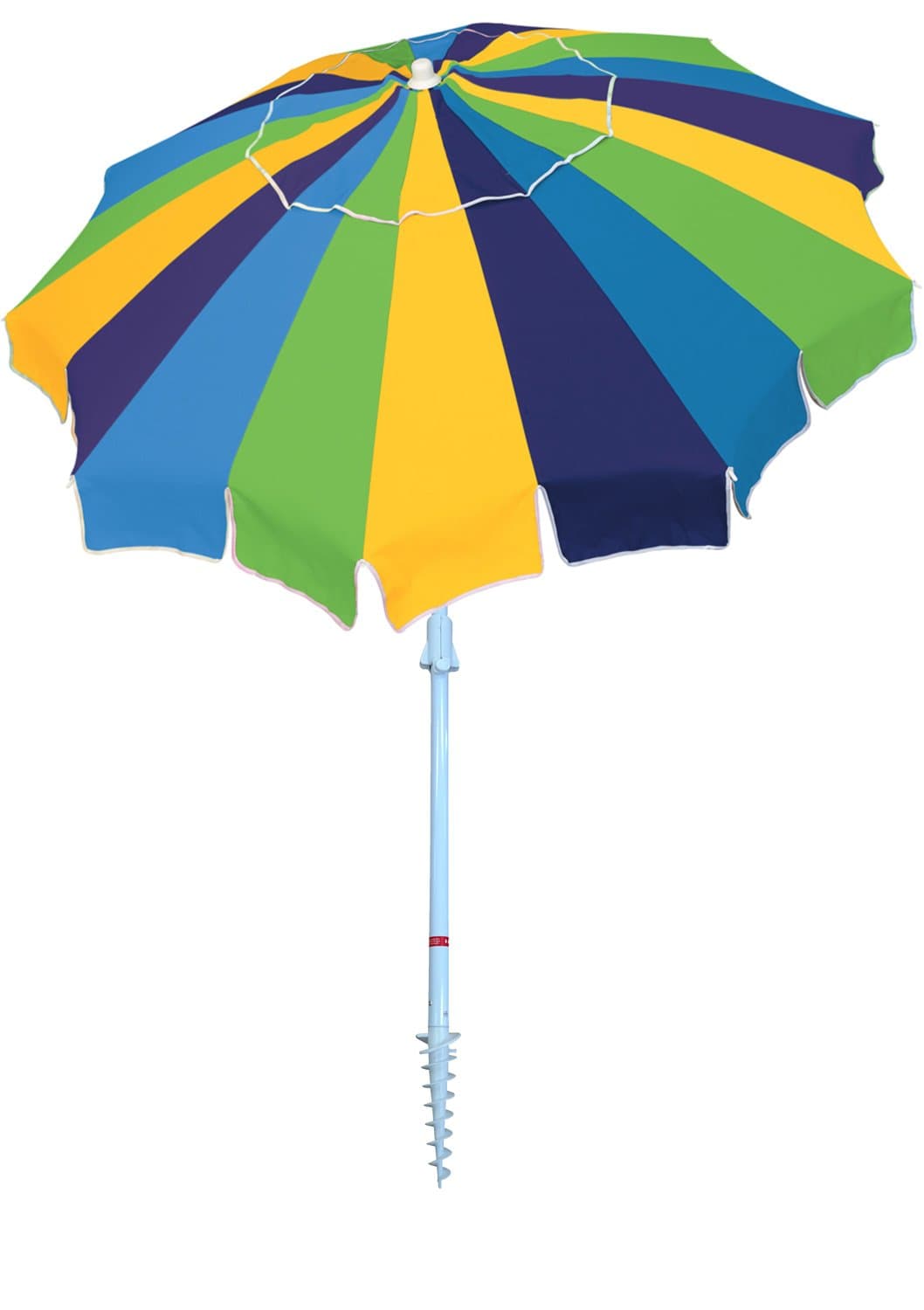 Rio Beach 7' Beach Umbrella with Integrated Sand Anchor, Multi Stripe