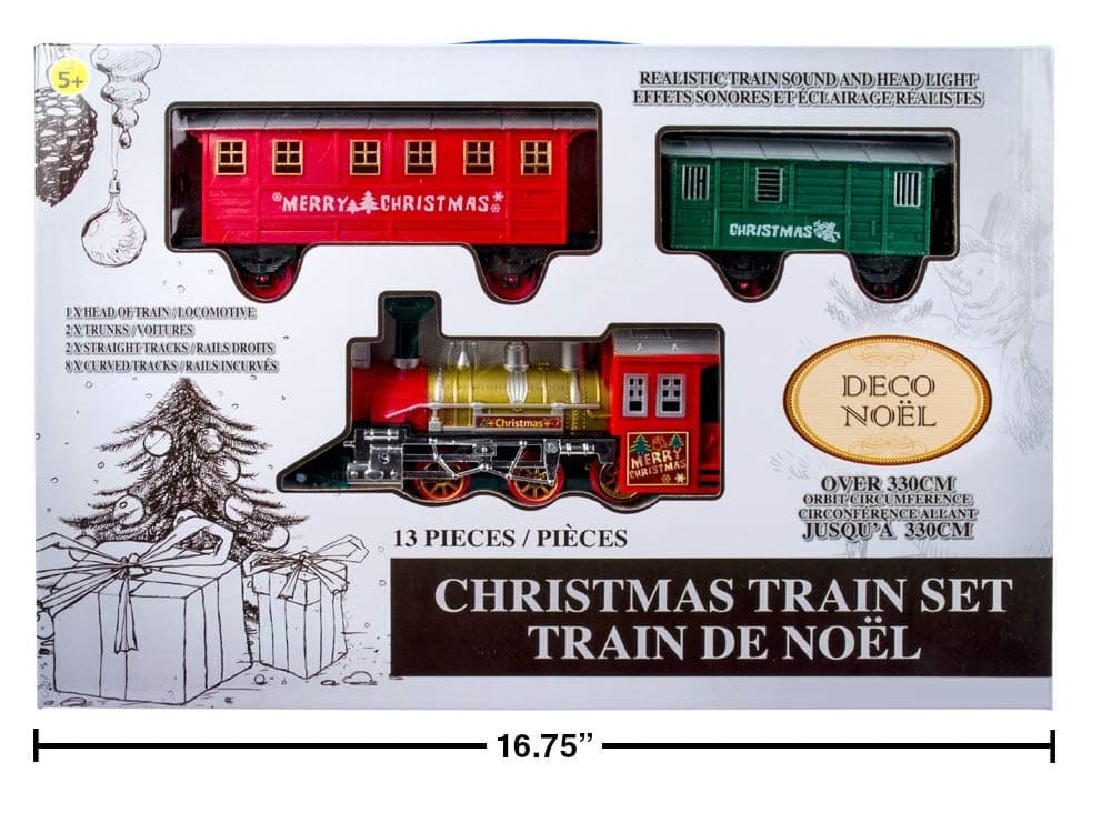 Deco Noel Christmas Train Set with Realistic Train Sound and Headlight - 13 Pcs