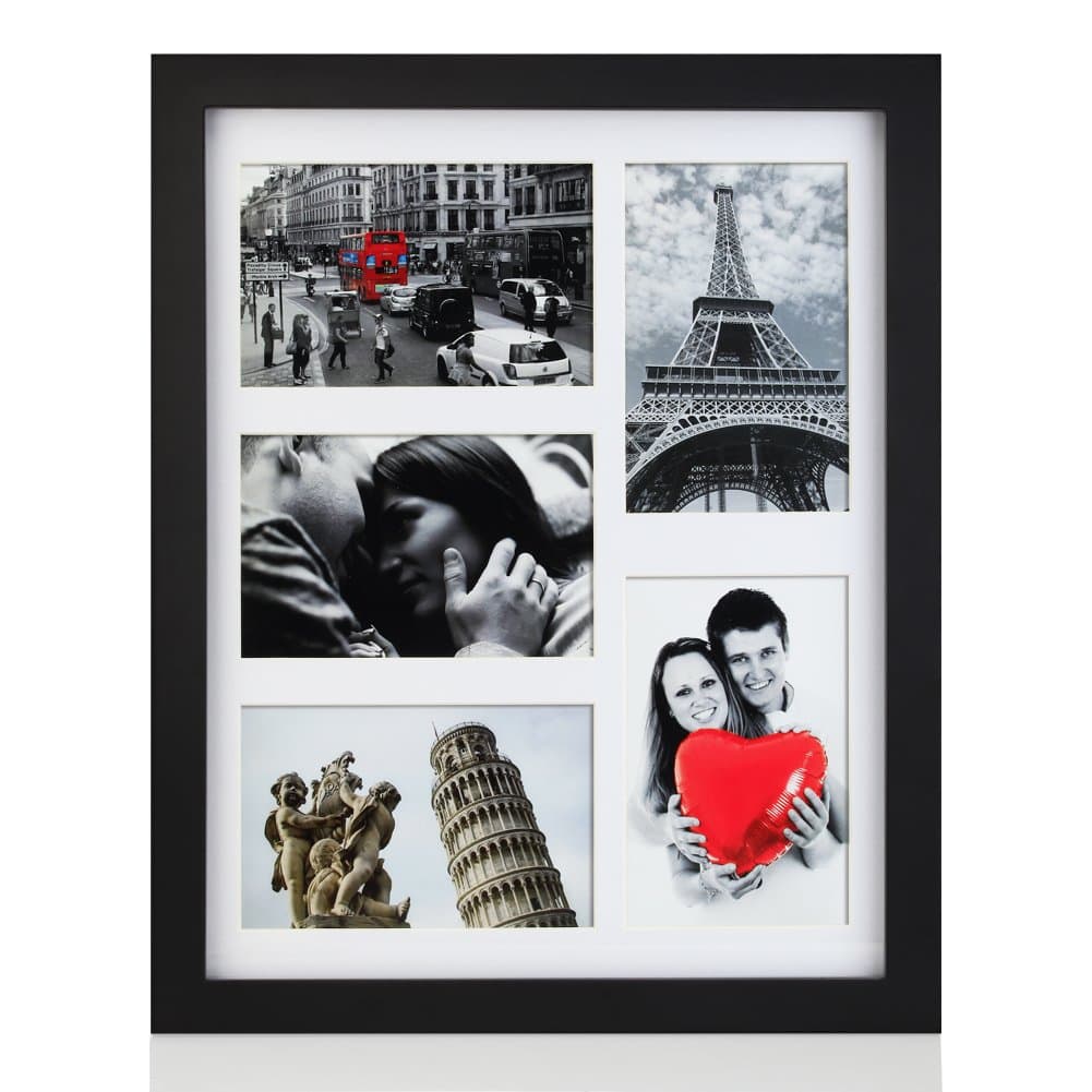 RPJC 11x14 Picture Frames Collage - Display 5 Pcs 4x6 inch Photos with Mat Made of Solid Wood and Glass Cover