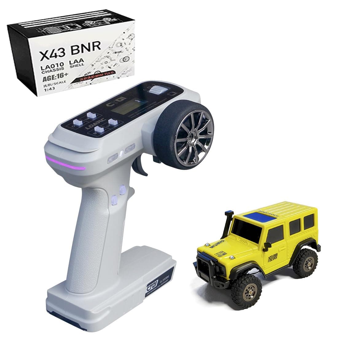 X43 1:43 Scale Mini RC Crawler RTR RC Rock Truck 4x4 2.4GHZ Hobby Grade Remote Control Car Model Vehicle RC Buggy and Adults (Yellow)