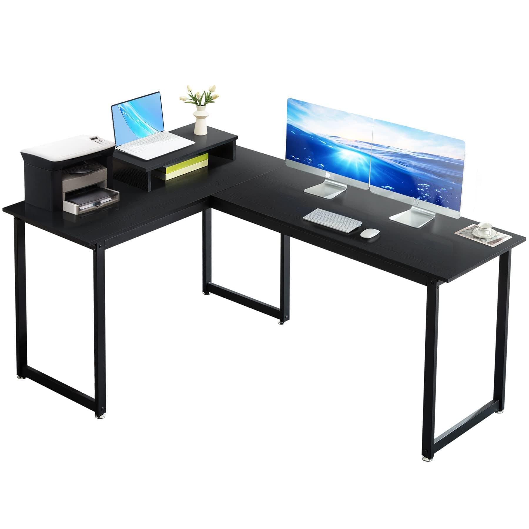 DOSLEEPS L Shaped Desk, Computer Corner Desk,Gaming Desk with Large Monitor Stand, Writing Desk Home Office Workstation for Sturdy