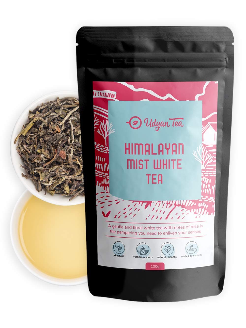 Udyan TeaHimalayan Mist White Tea, 100 Gm (50 Cups) | Fresh Loose Leaf White Tea for Healthy Glowing Skin | Low Caffeine & Rich in Antioxidants