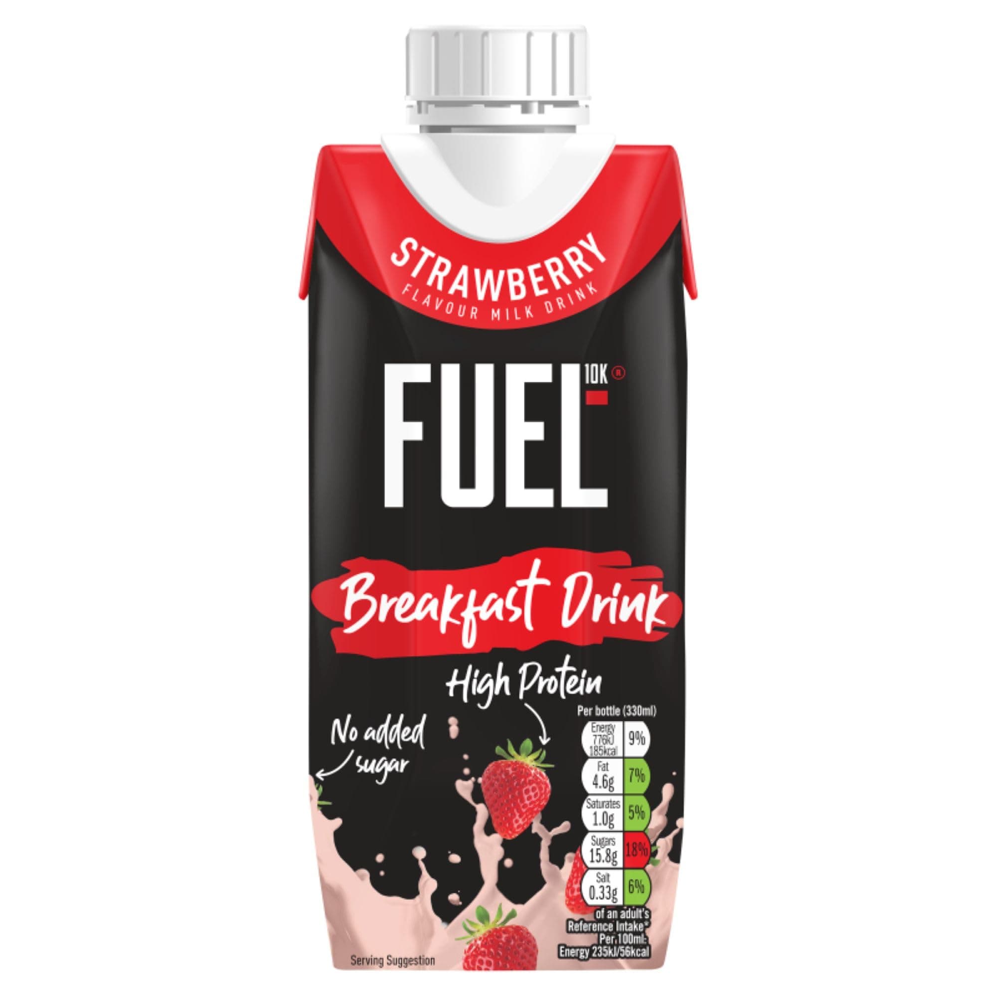 FUEL10K High Protein Breakfast Milk Drink, Strawberry, 330ml