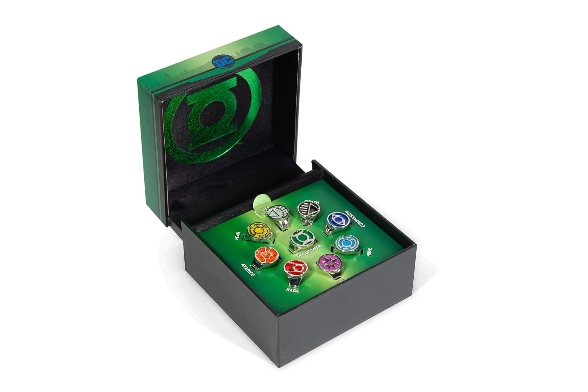 DC Comics Green Lantern Power Rings Emotional Spectrum | Includes 9 Adjustable Rings Featuring Each Emotion