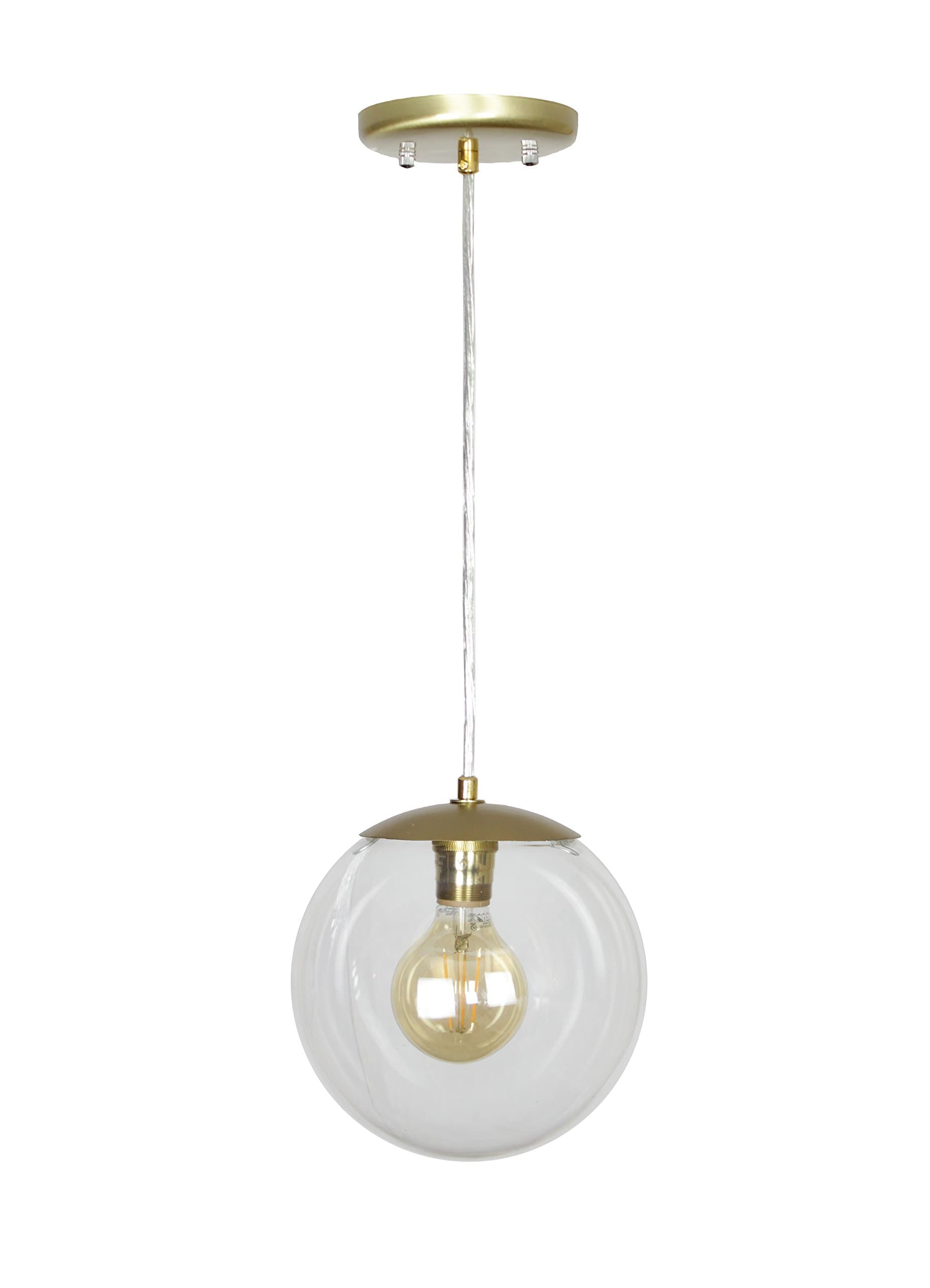 EQLight Modern Mid 1-Light Clear Globe Pendant, 4.5 W, Gold