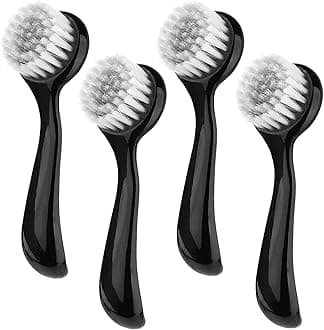 Beomeen Facial Cleansing Brush, Facial Exfoliating Brush Face Wash Scrub Exfoliator Brush for Makeup Skincare Removal, 4 Pack (Black)