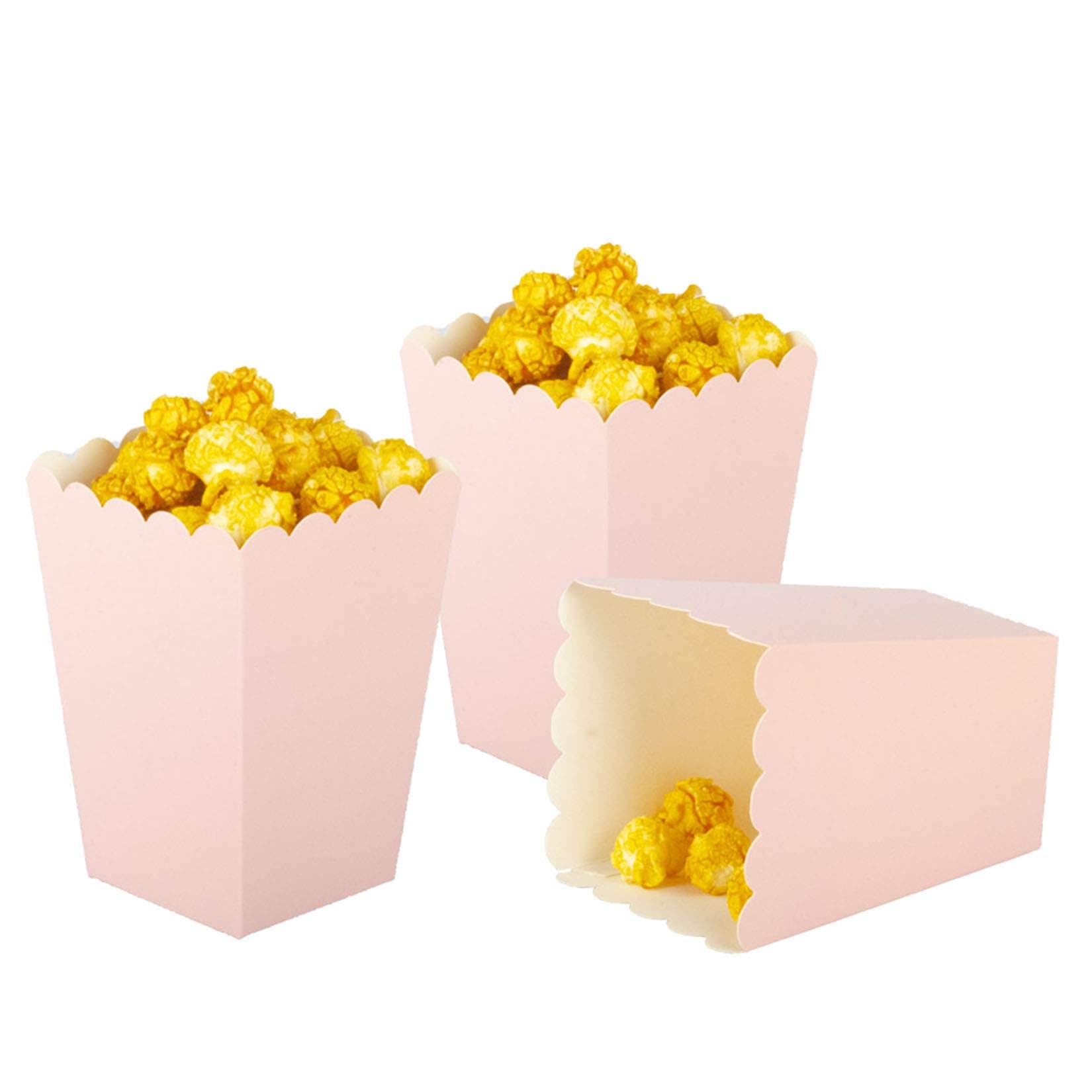Pink Popcorn Boxes Mini Pack of 12, Paper Popcorn Container for Birthday Party, Graduation, Wedding, Carnival, Movie Night