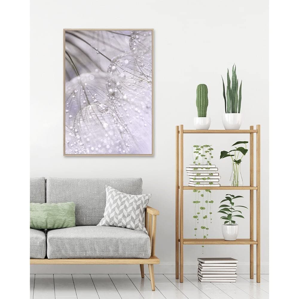 Danube Home Kellan Rain Drop Natural Wall Art Decorations | Stretched Canvas Paintings Wall Décor For Living Room, Bed Room, Bathroom, Office L 83 x W 123 cm - White