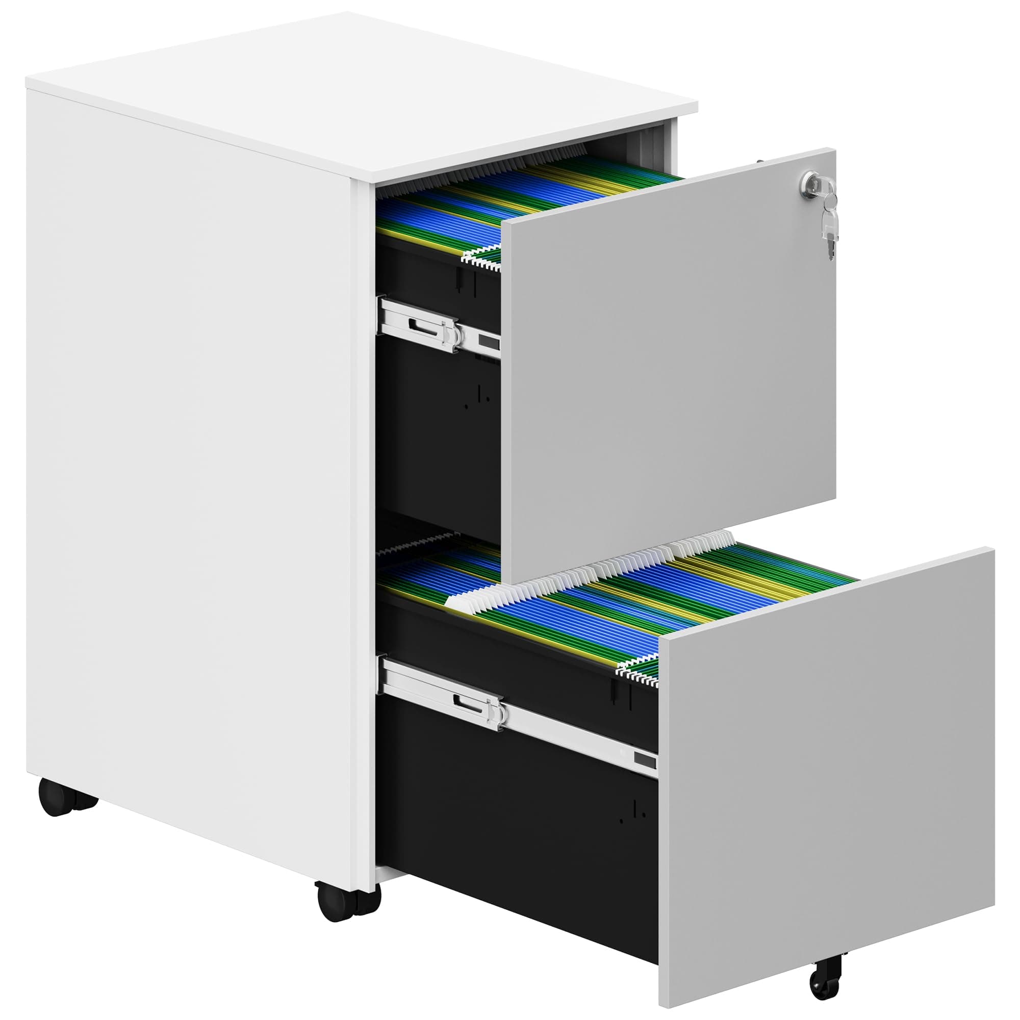 YITAHOME 2-Drawer File Cabinet with Lock, 18.9” Deep Office Filing Cabinet for Legal/Letter, Pre-Assembled Vertical Metal File Cabinet Except Wheels Under Desk - Gray and White