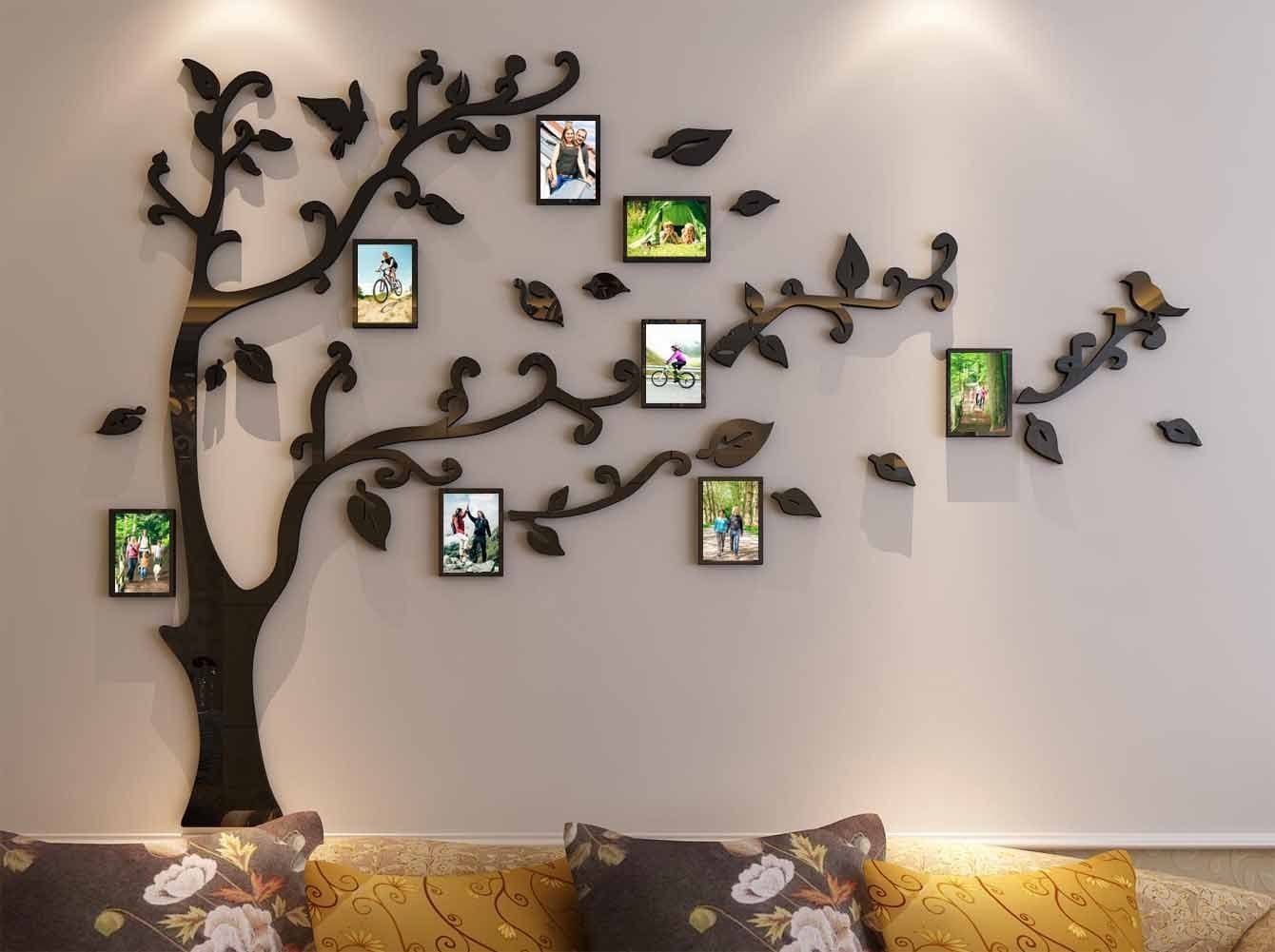QLAN 3D Picture Frames Tree Wall Murals for Living Room Bedroom Sofa Backdrop Tv Wall Background, Originality Stickers Gift, Removable Wall Decor Decal Sticker (50(H) x 70(W) inches)