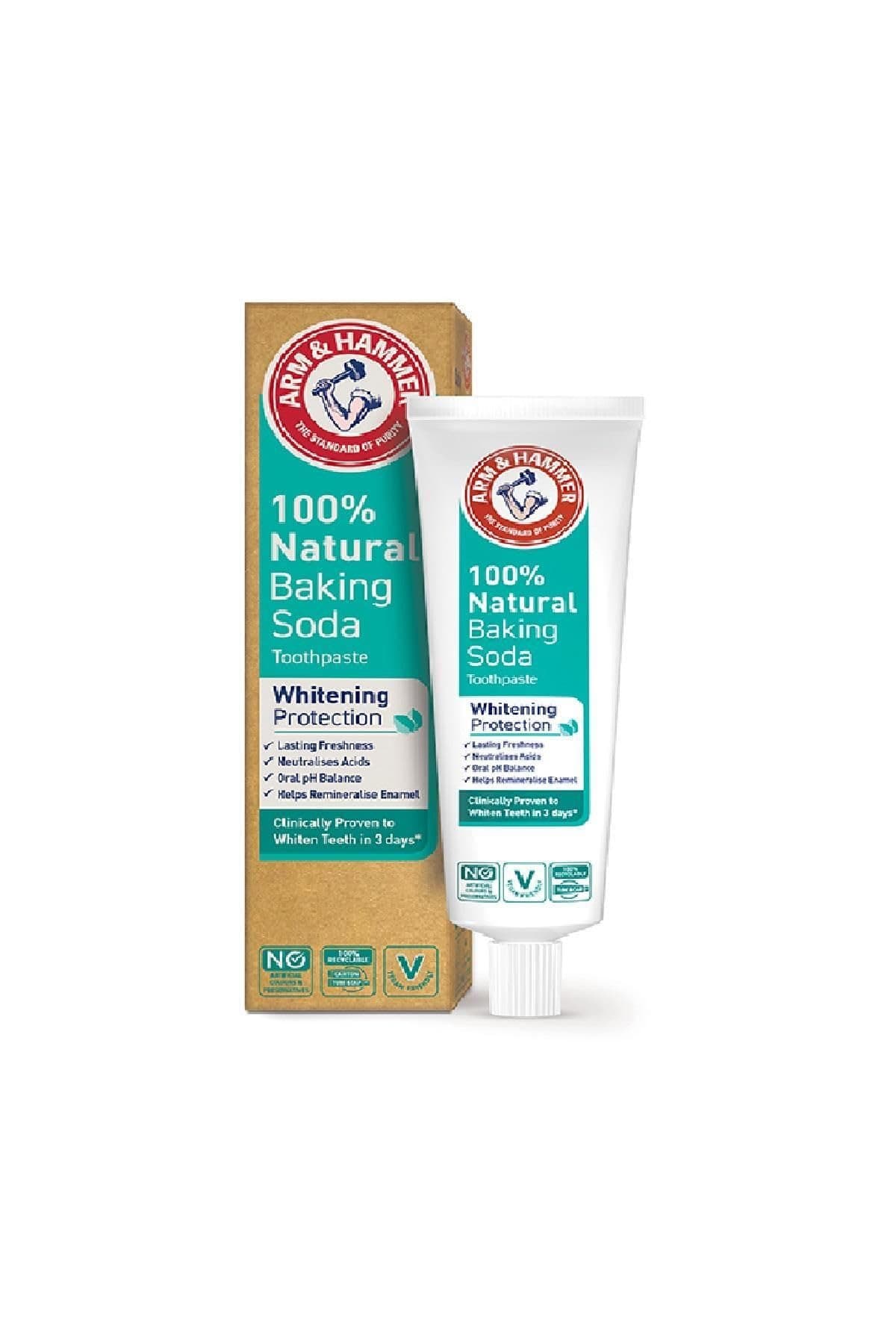 Arm & Hammer 100% Natural Baking Soda Whitening Protection Toothpaste, 75ml
