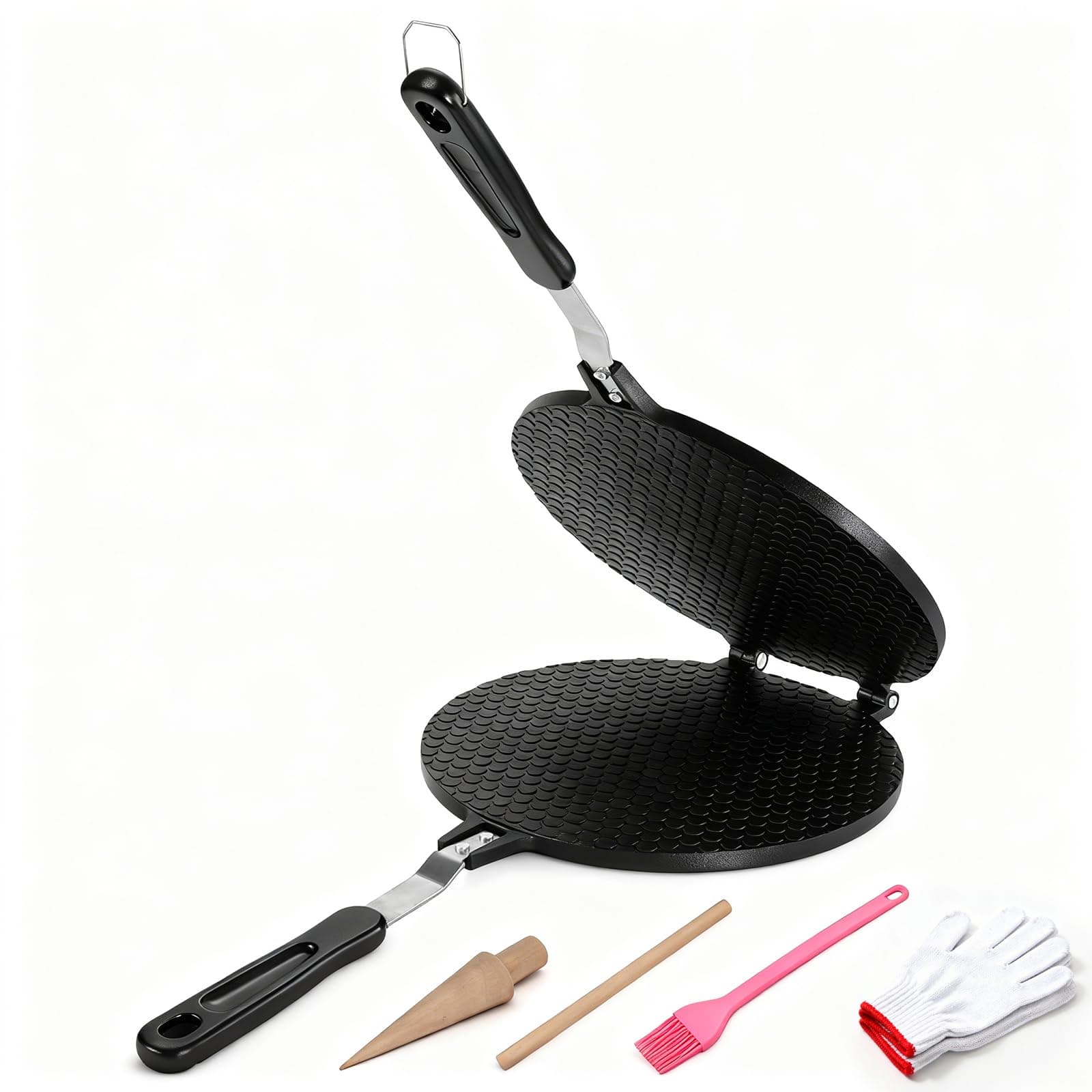 Dyna-Living Waffle Cone Maker Non-stick Ice Cream Cone Maker 8.66 inches Ice Cream Waffle Cone Maker Aluminum Egg Roll Mold Waffle Bowl Machine for Making Crispy Egg Rolls