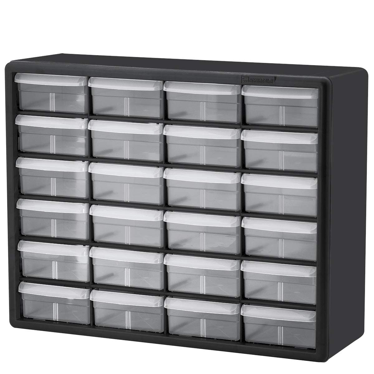 Akro-Mils 24-Drawer Plastic Drawer Storage Cabinet for Garage Organization, Bead Organizer, Building Bricks Storage, Teacher Toolbox, Makeup Organizer, 20" W x 6" D x 16" H, 10724 Black